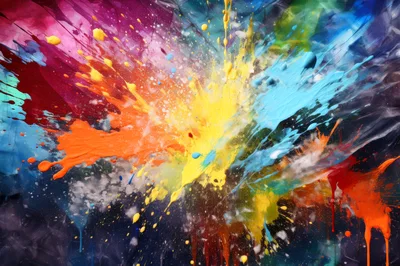 Vibrant Multi-Colored Paint Explosion Abstract Background