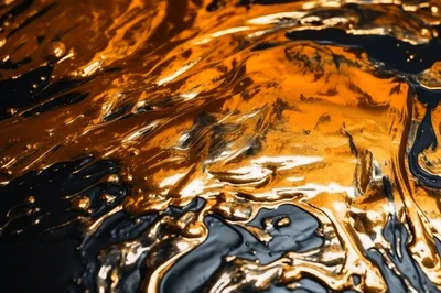 Abstract Liquid Gold And Black Paint Swirls