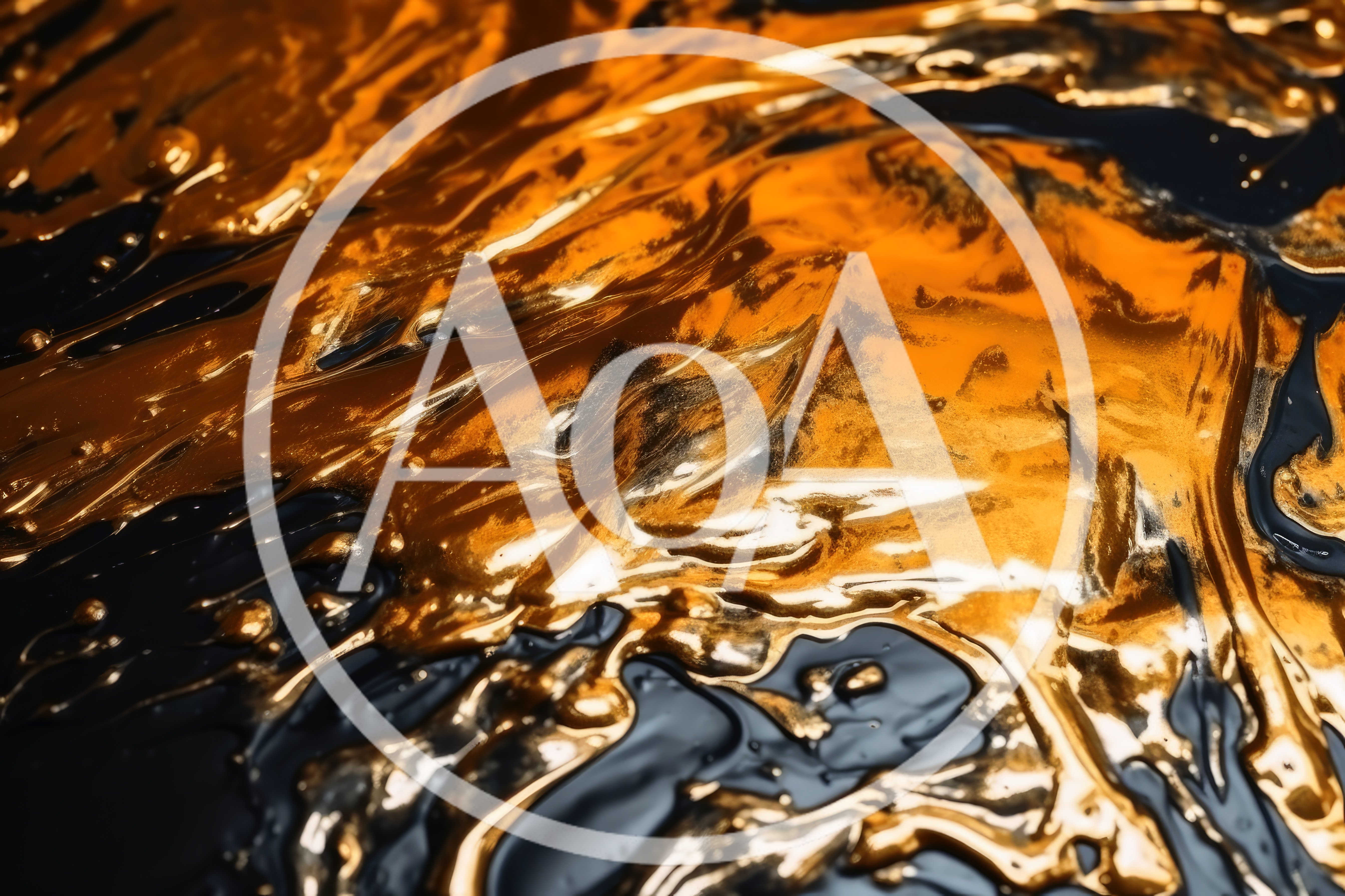 Abstract Liquid Gold And Black Paint Swirls