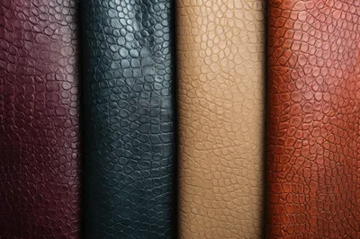Four Rolls Of Textured Crocodile Pattern Leather