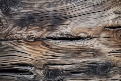 Weathered Wooden Surface With Deep Grain And Knots