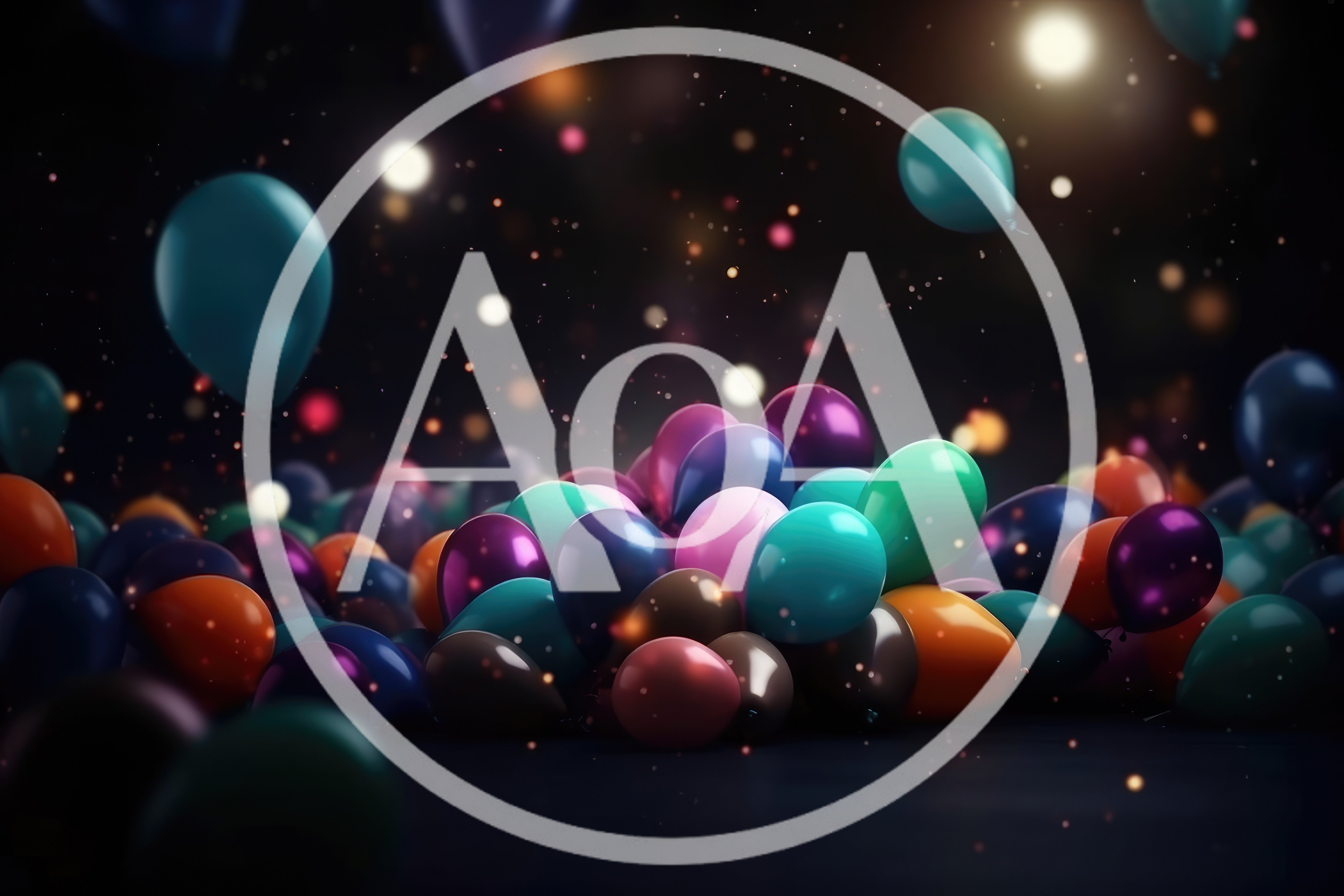 Colorful Balloons Floating In Dark Festive Atmosphere
