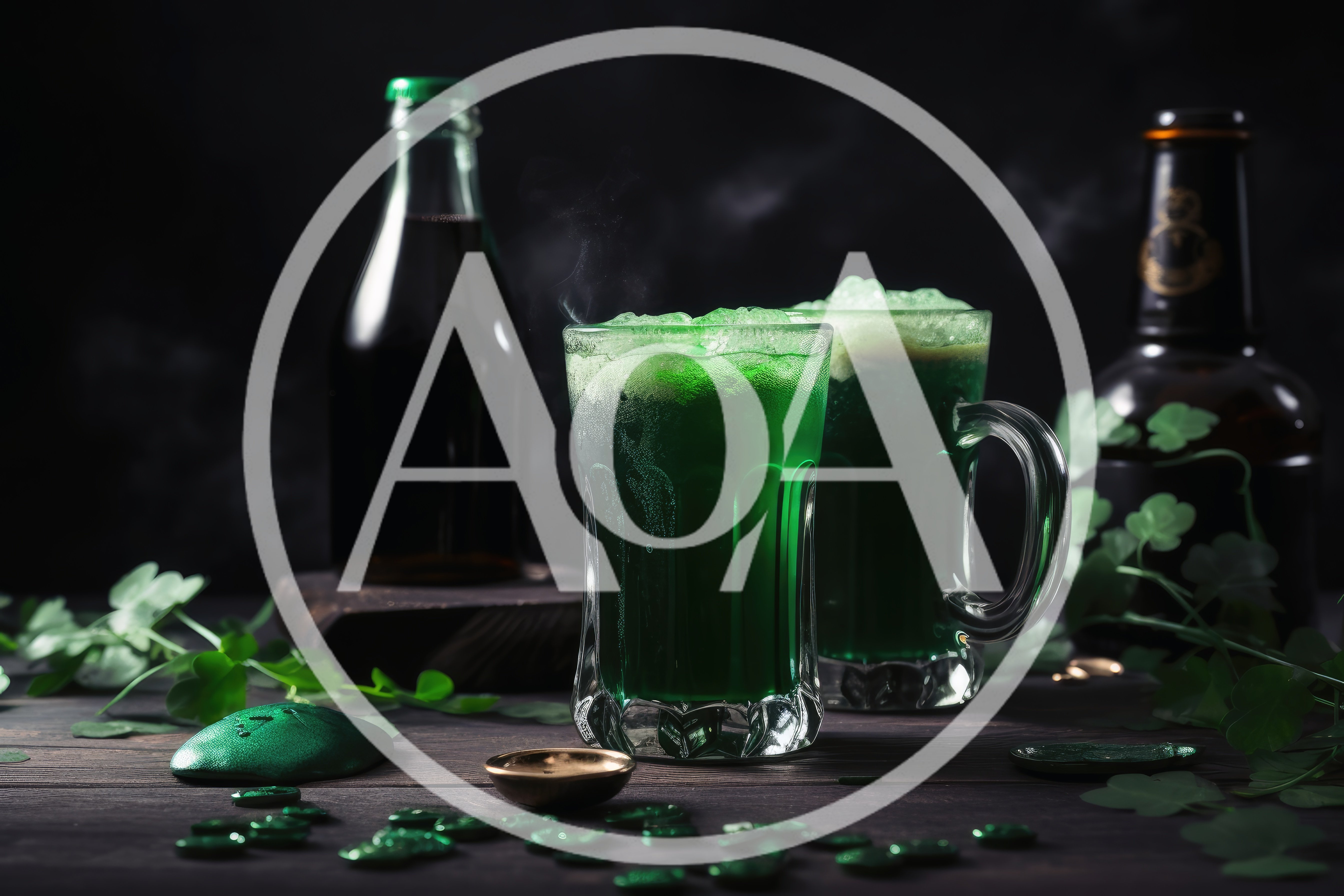 Two Mugs Of Green St Patrick's Day Beer