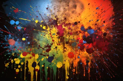 Abstract Multi-Colored Paint Splatter Background