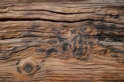 Weathered Wooden Plank With Natural Grain And Knots