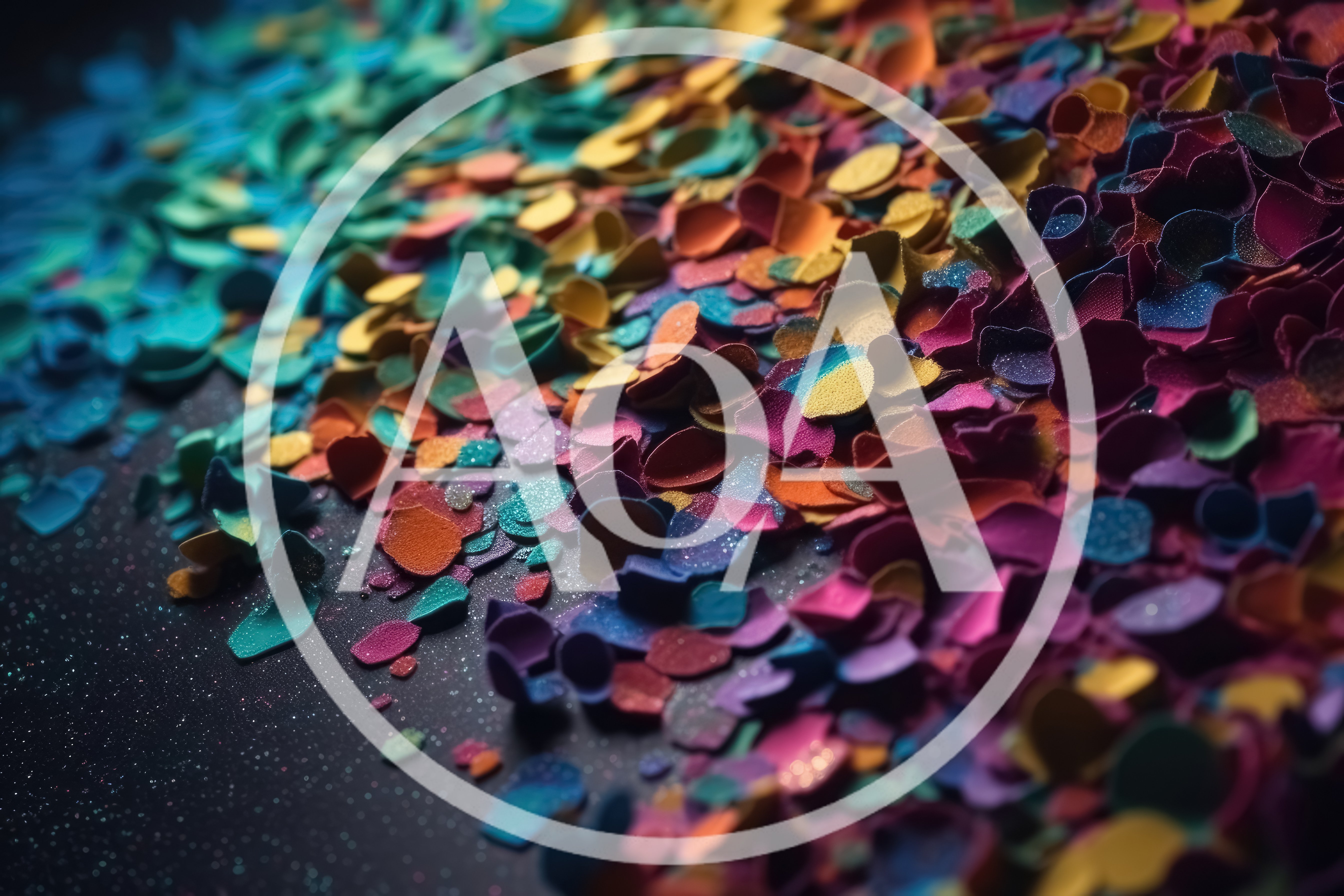 Colorful Confetti Pieces Scattered On Dark Surface
