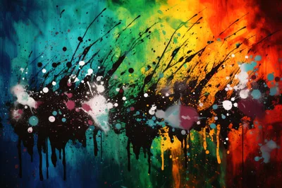 Abstract Rainbow Paint Splatter Background