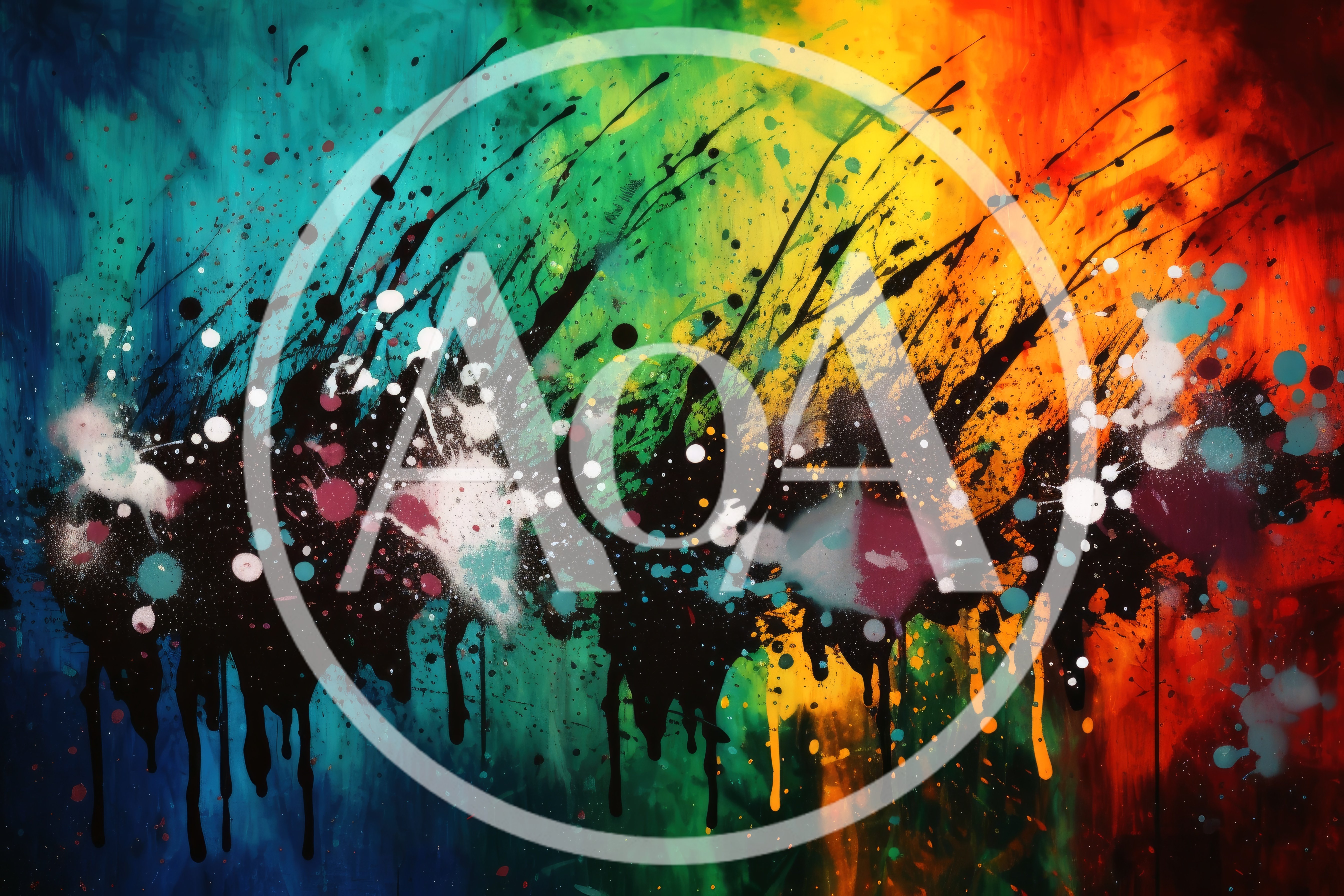 Abstract Rainbow Paint Splatter Background