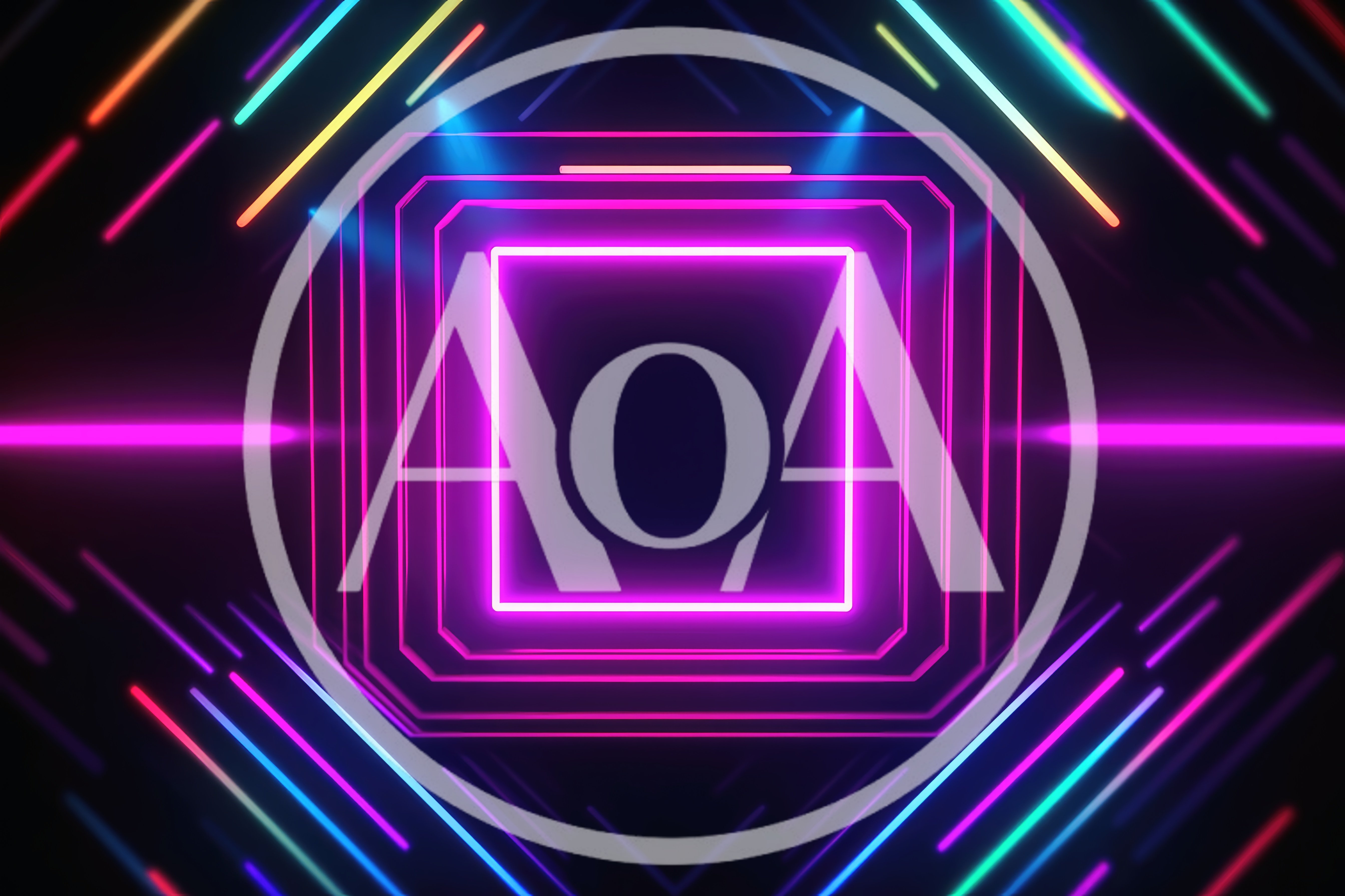 Neon Glowing Square Tunnel Abstract Background