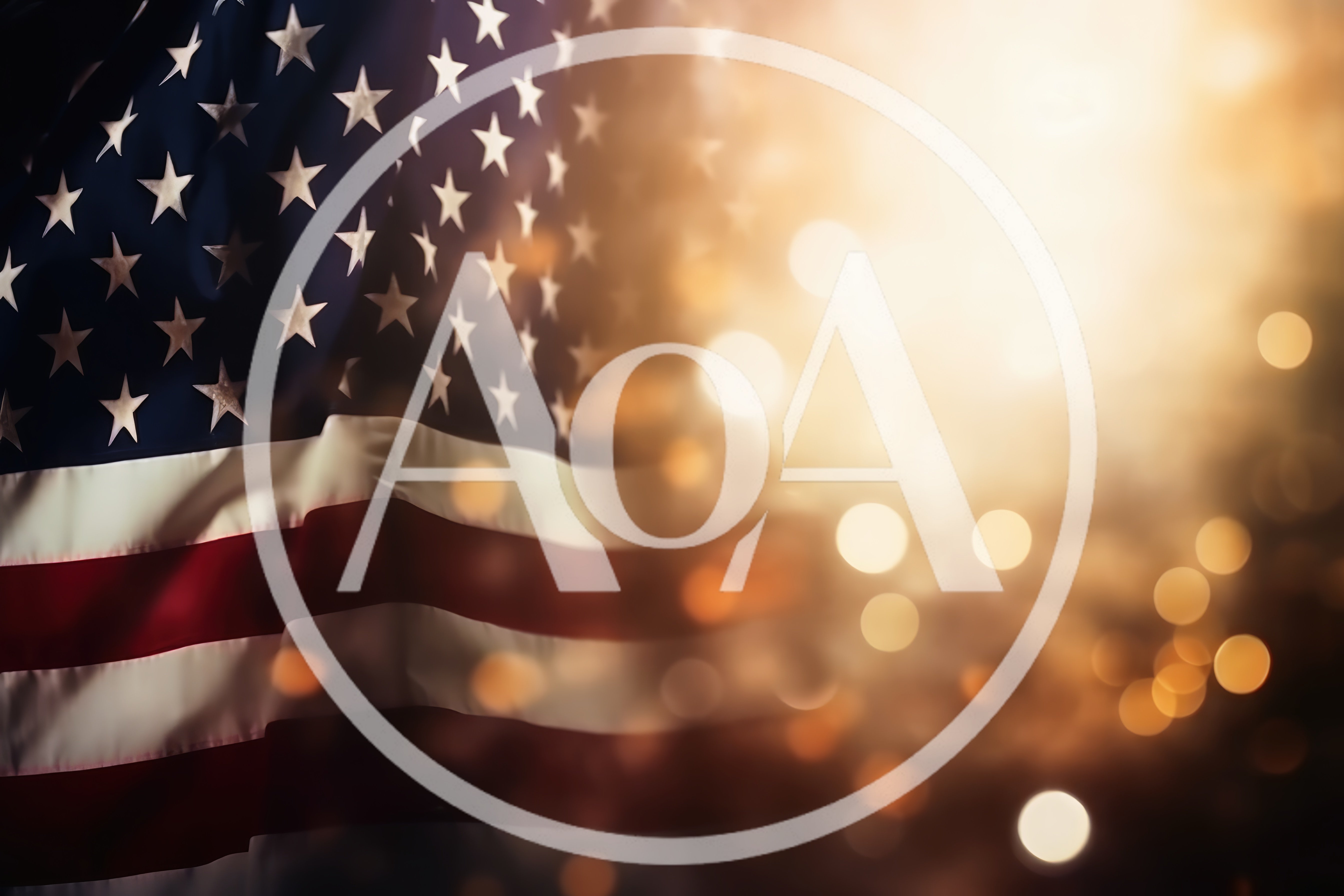 American Flag Waving With Golden Bokeh Background