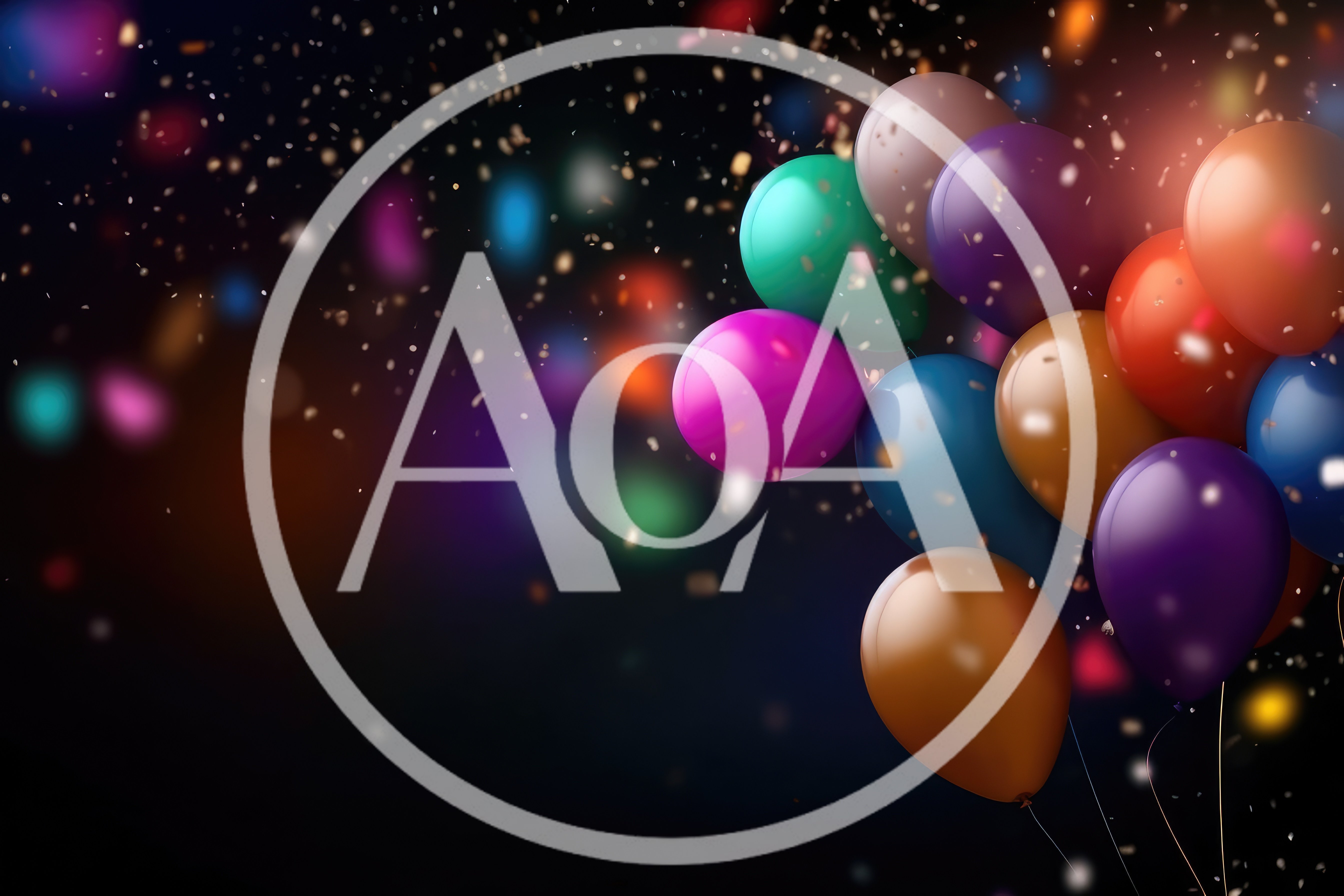 Colorful Party Balloons Floating Against Dark Background