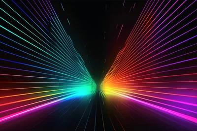 Abstract Neon Light Tunnel With Speed Lines