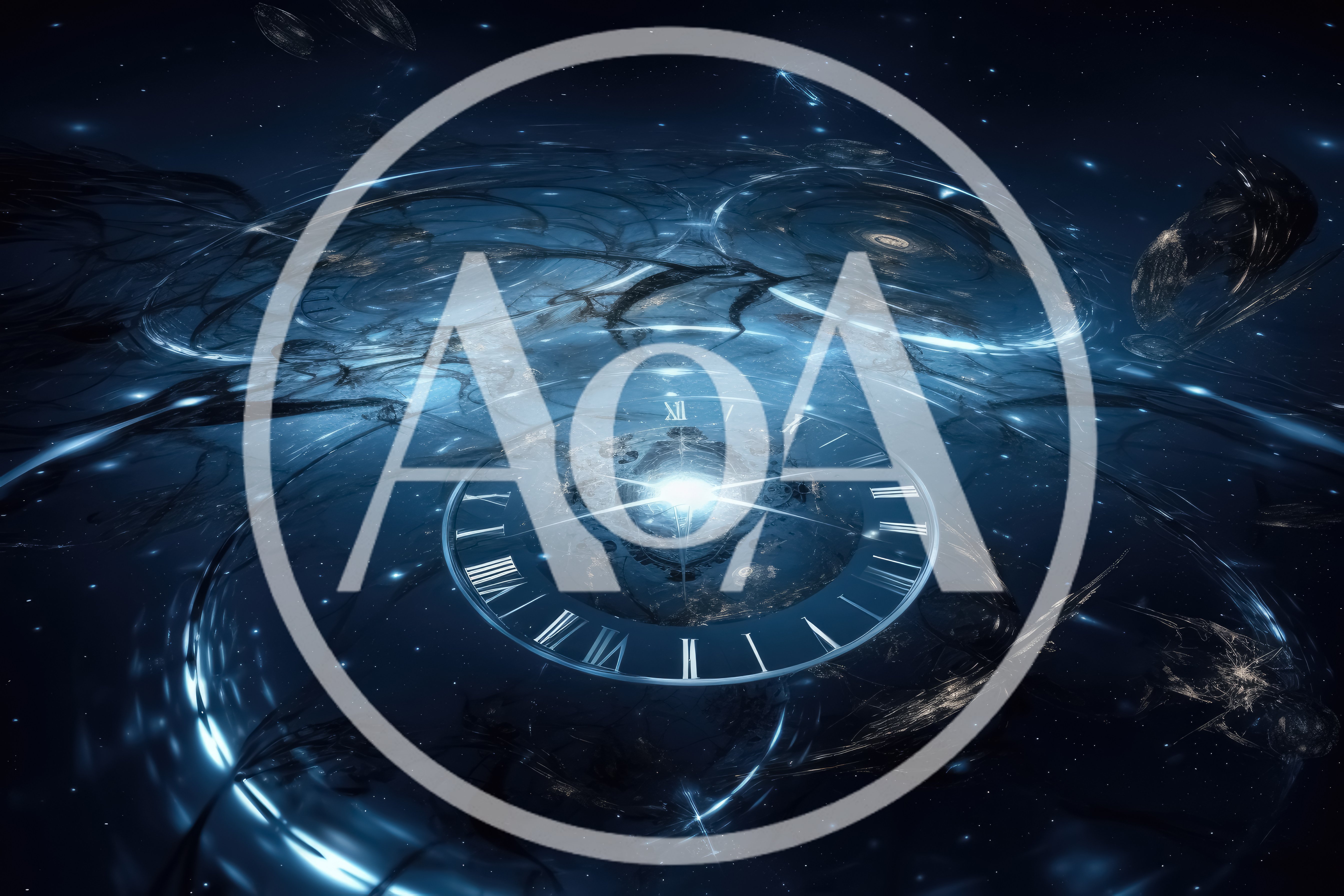 Abstract Cosmic Clock Face Floating In Deep Space