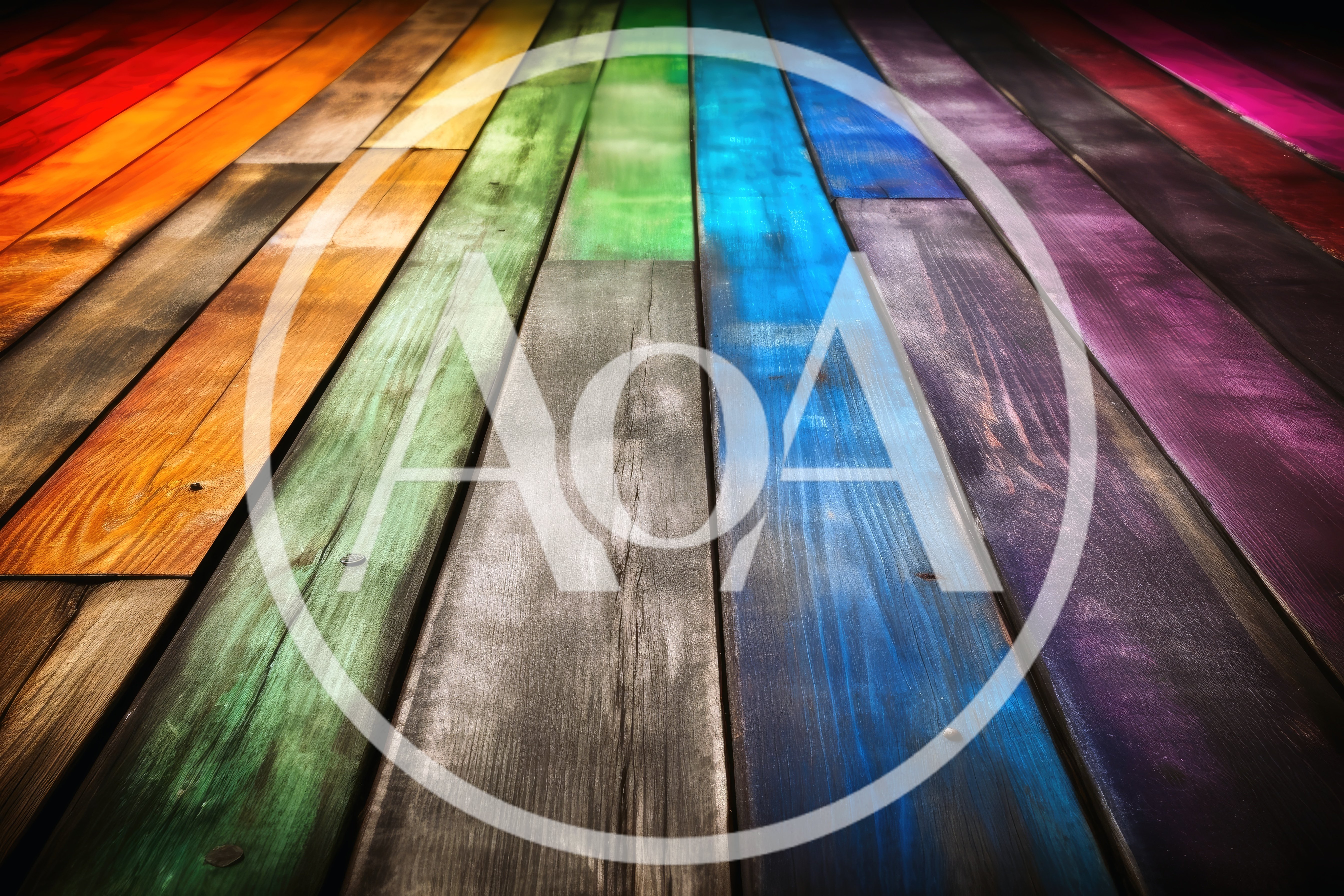 Rainbow Colored Wooden Planks Perspective View