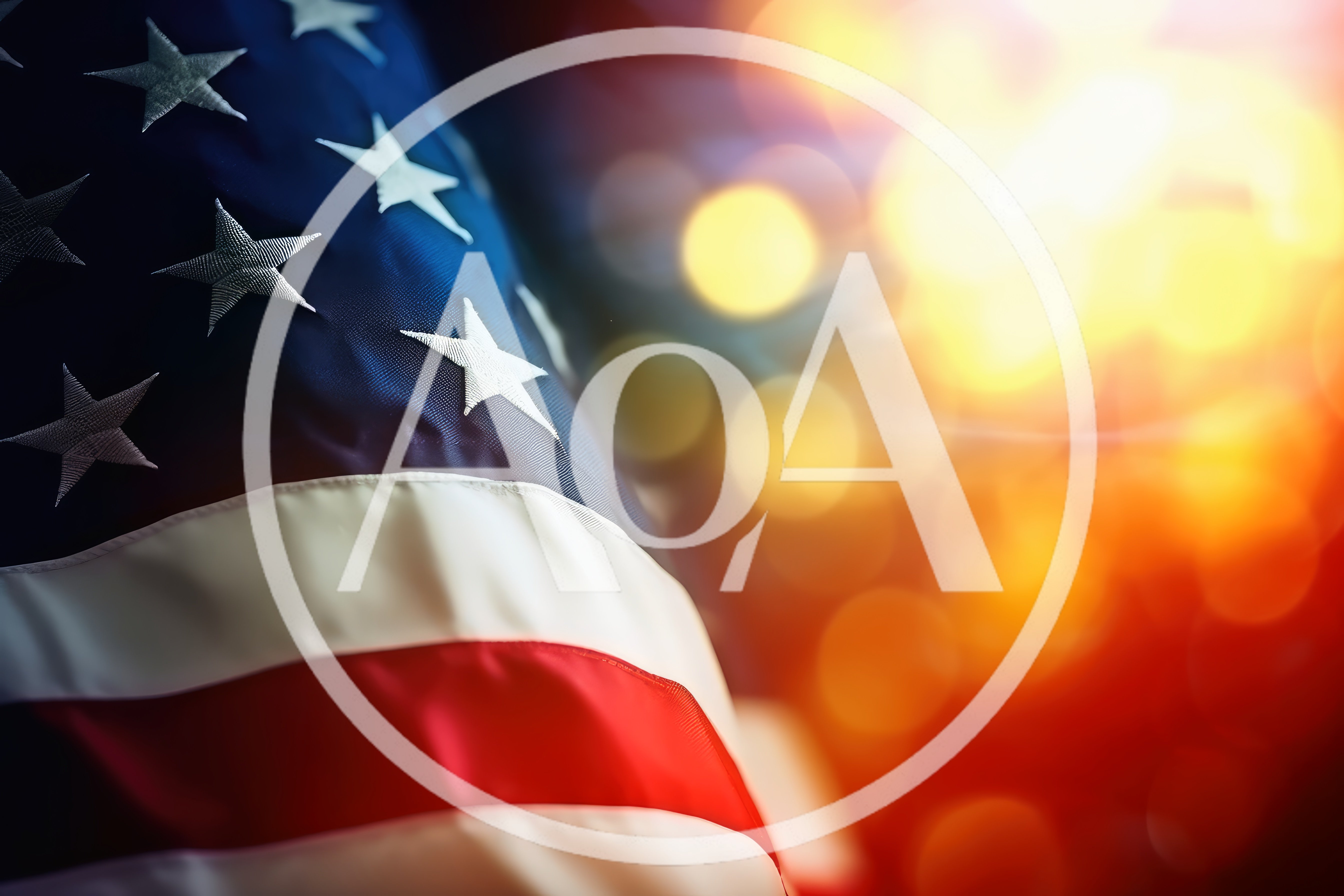 American Flag Waving With Bokeh Background