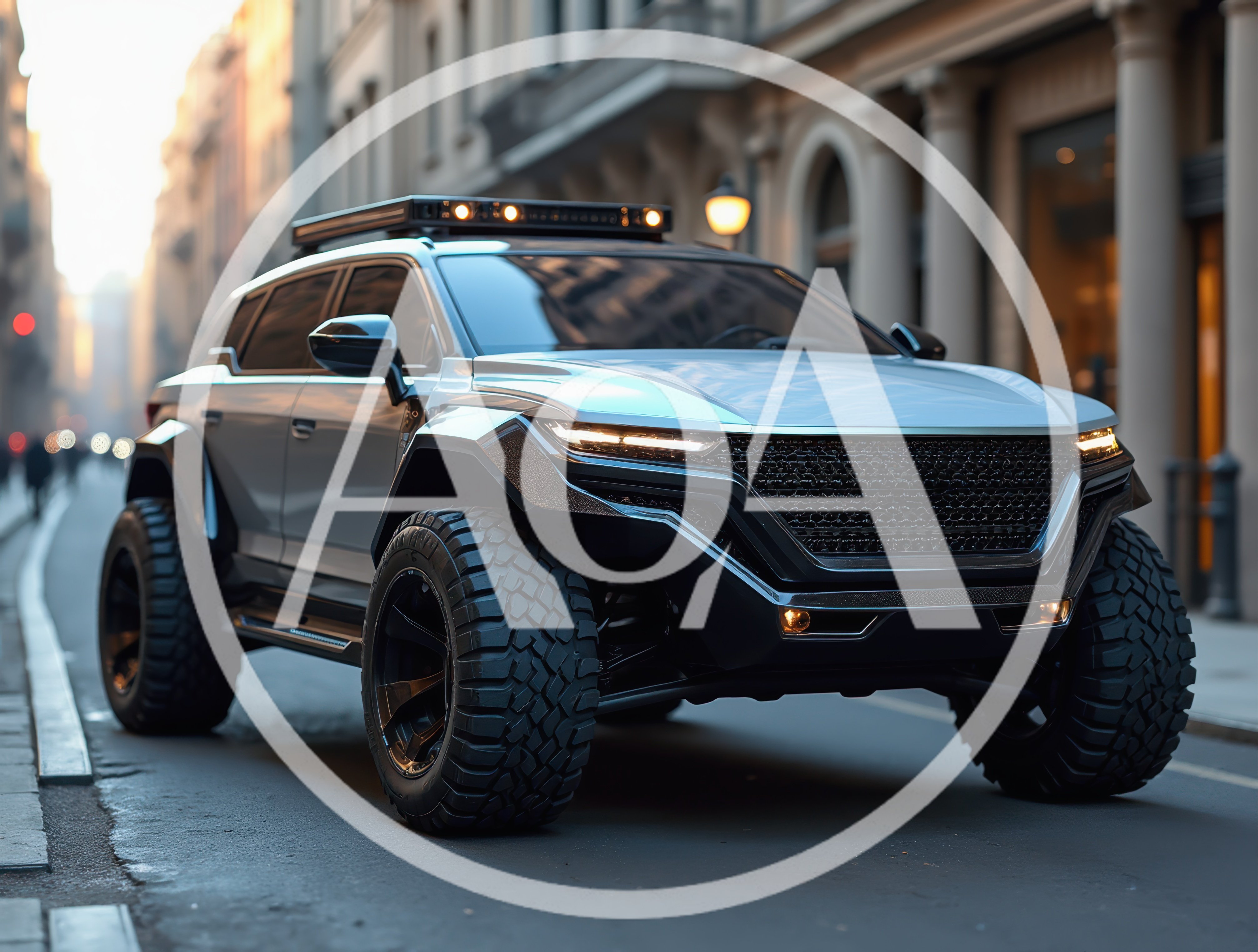 Custom Off-Road SUV Parked on City Street