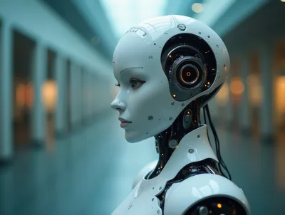 Profile View Of A Futuristic Humanoid Robot