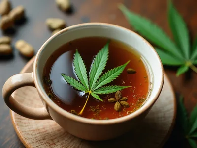 Cannabis Infused Herbal Tea in Ceramic Cup