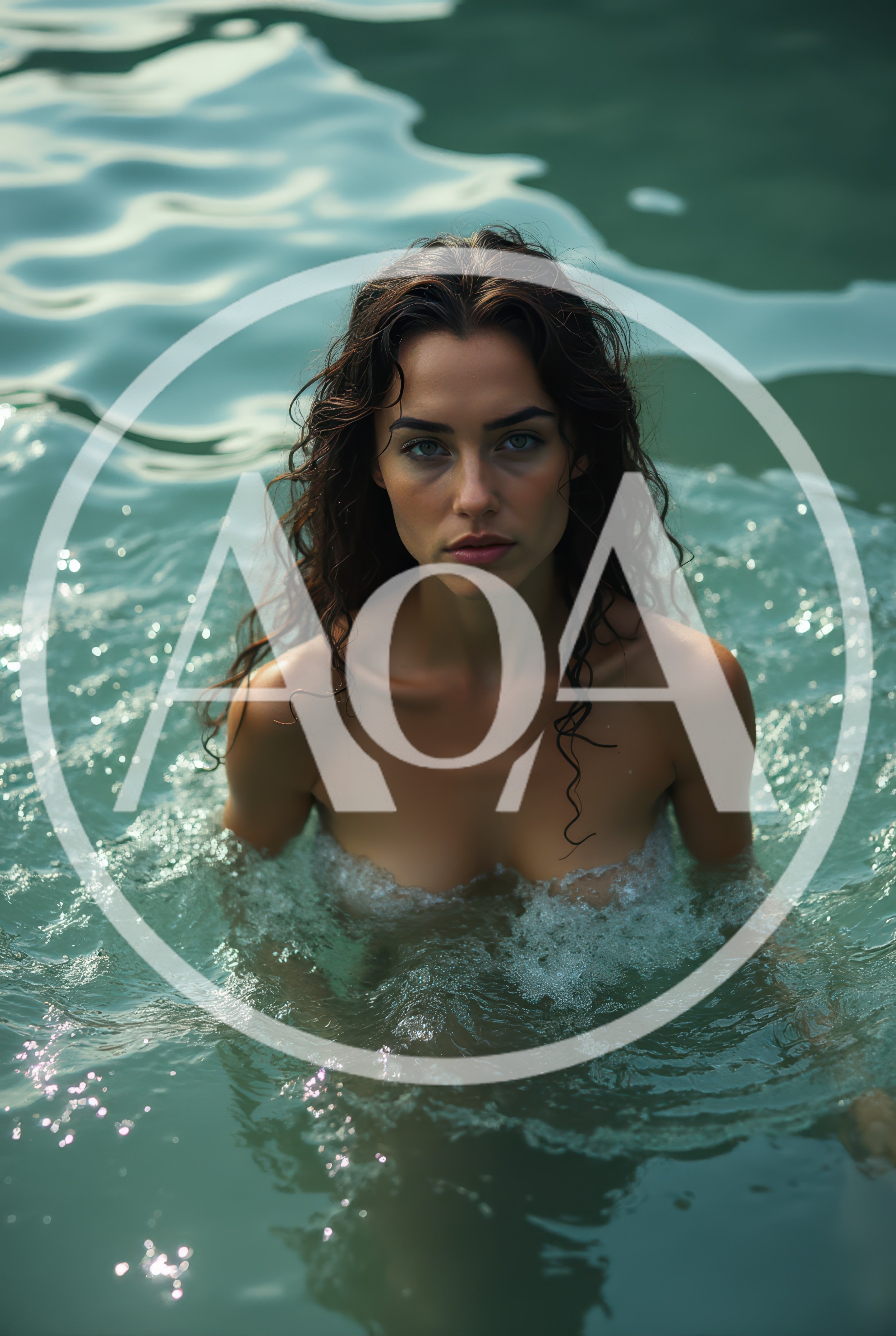 Young Woman With Wet Hair Swimming In Clear Water