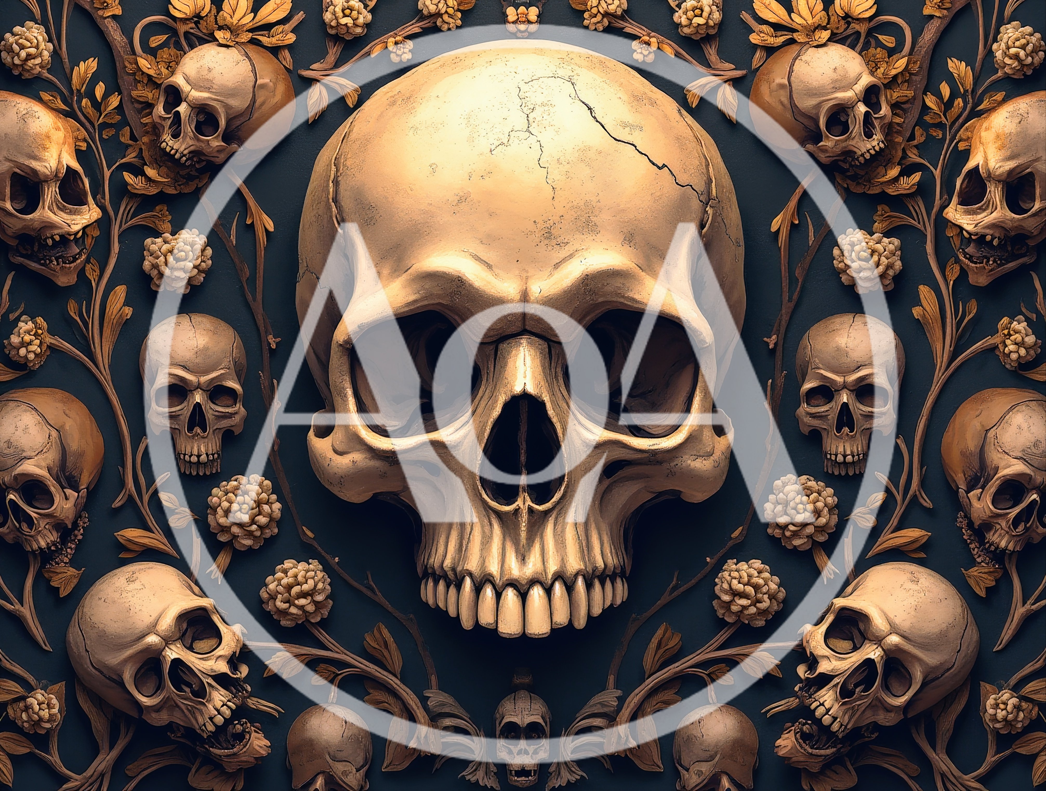 Intricate Skull And Floral Pattern Background