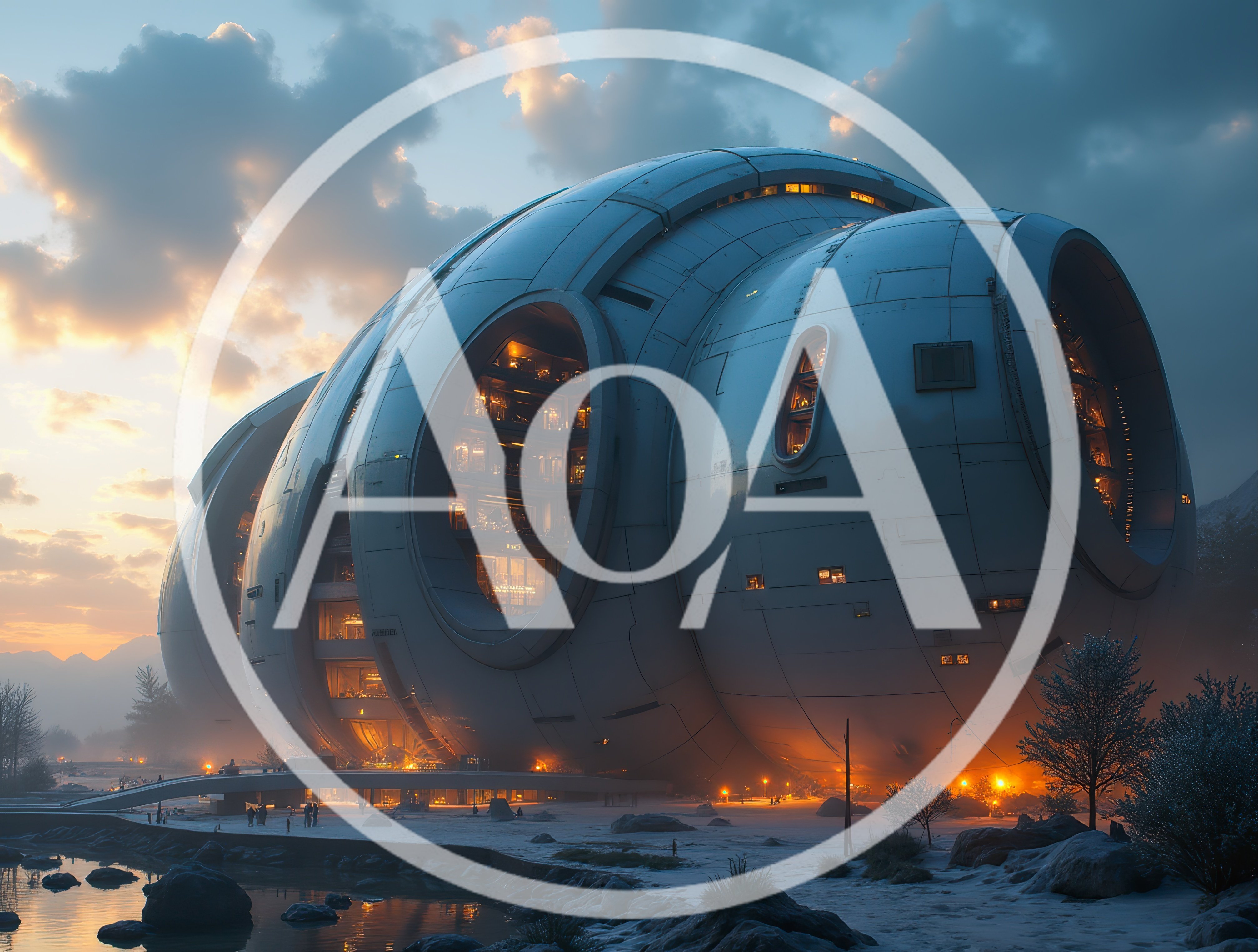 Futuristic Spherical Architecture In A Snowy Landscape