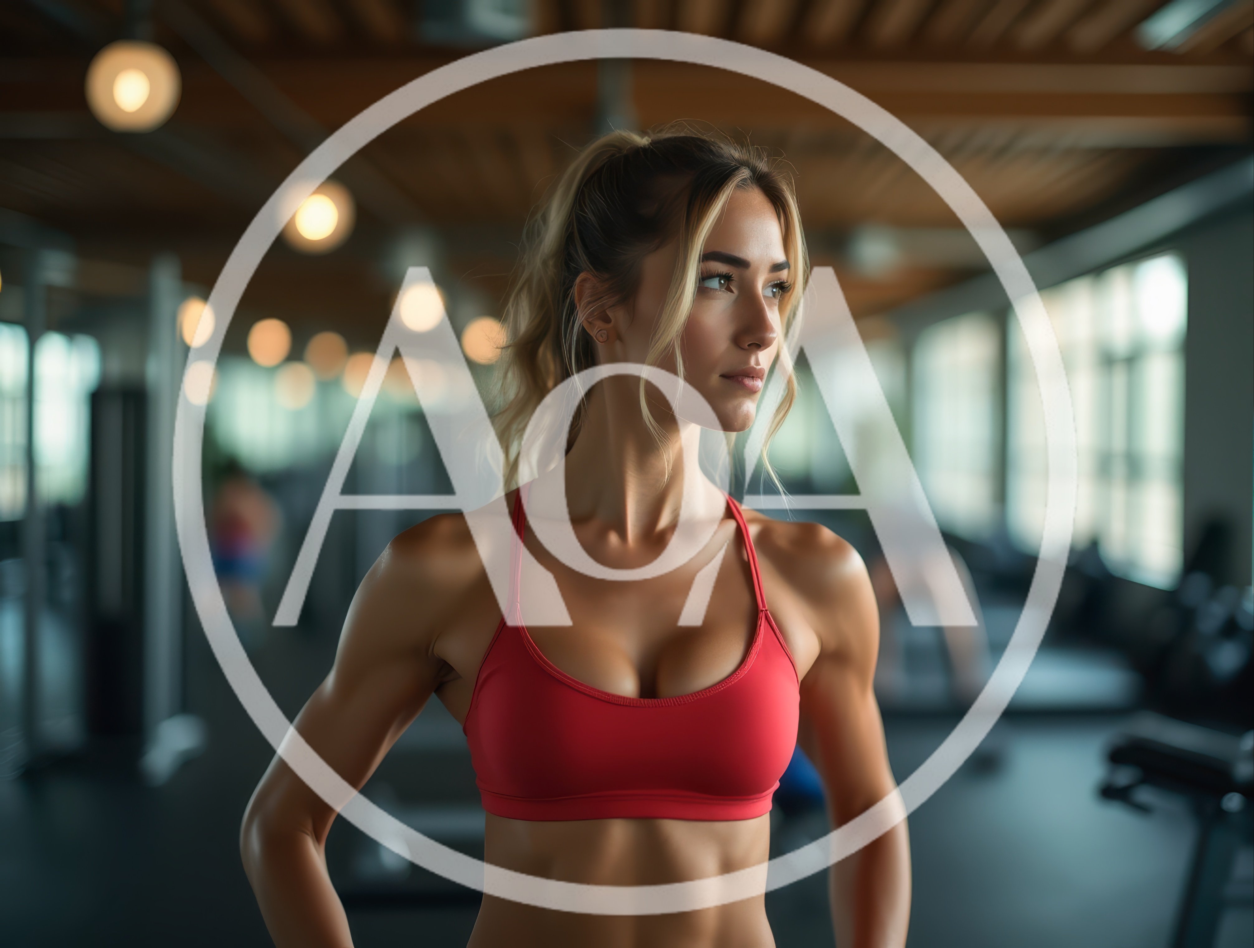Fit Woman Standing In A Modern Gym