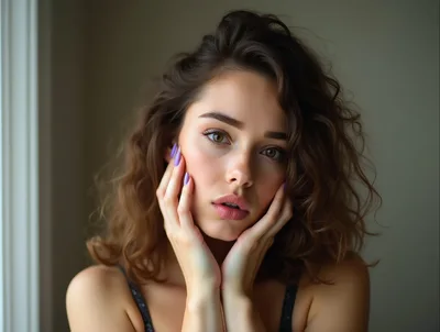 Portrait Of A Young Woman With Curly Hair