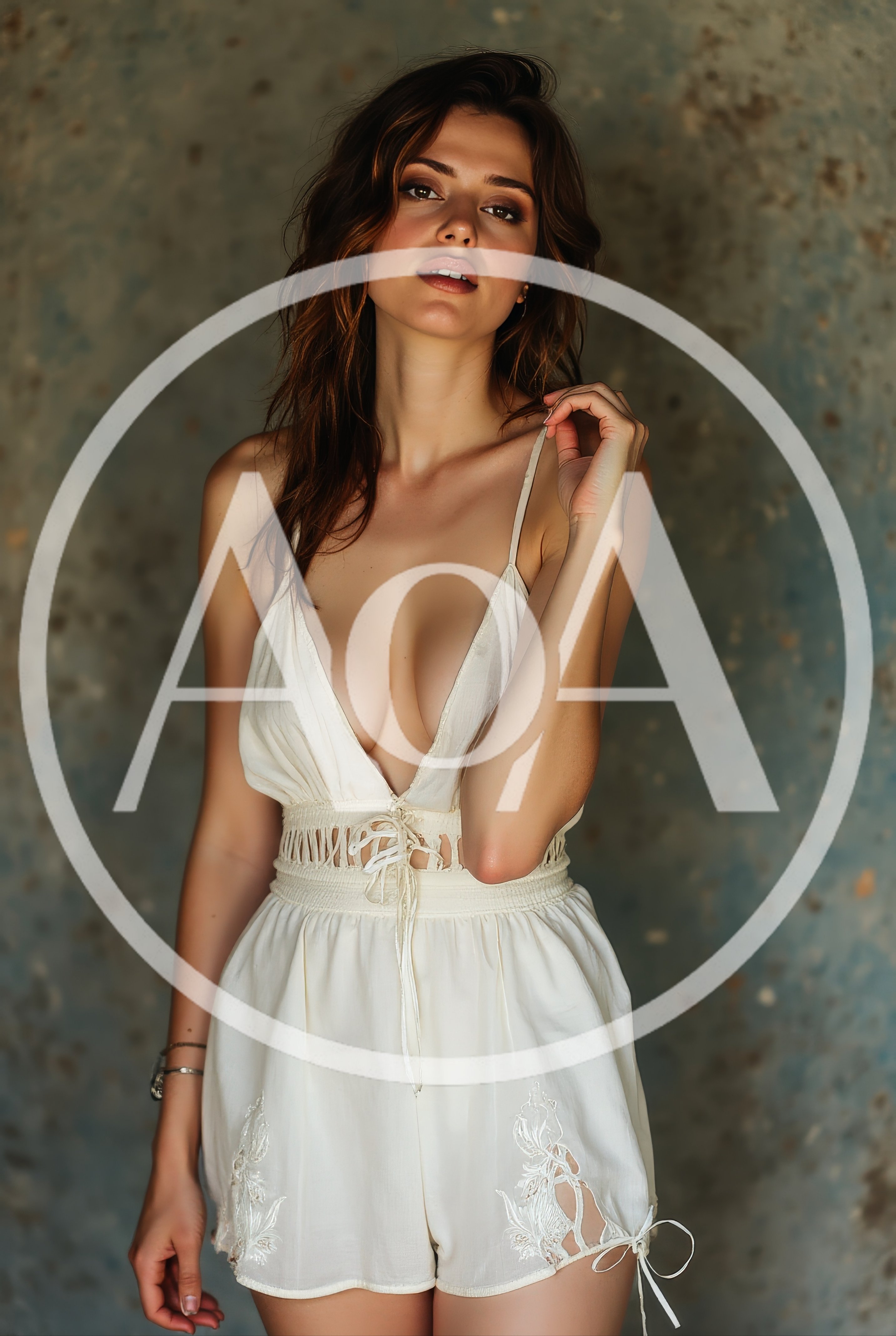 Portrait Of A Young Woman In A White Romper