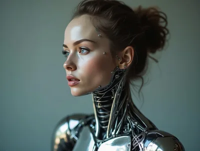 Portrait Of A Futuristic Female Android Cyborg