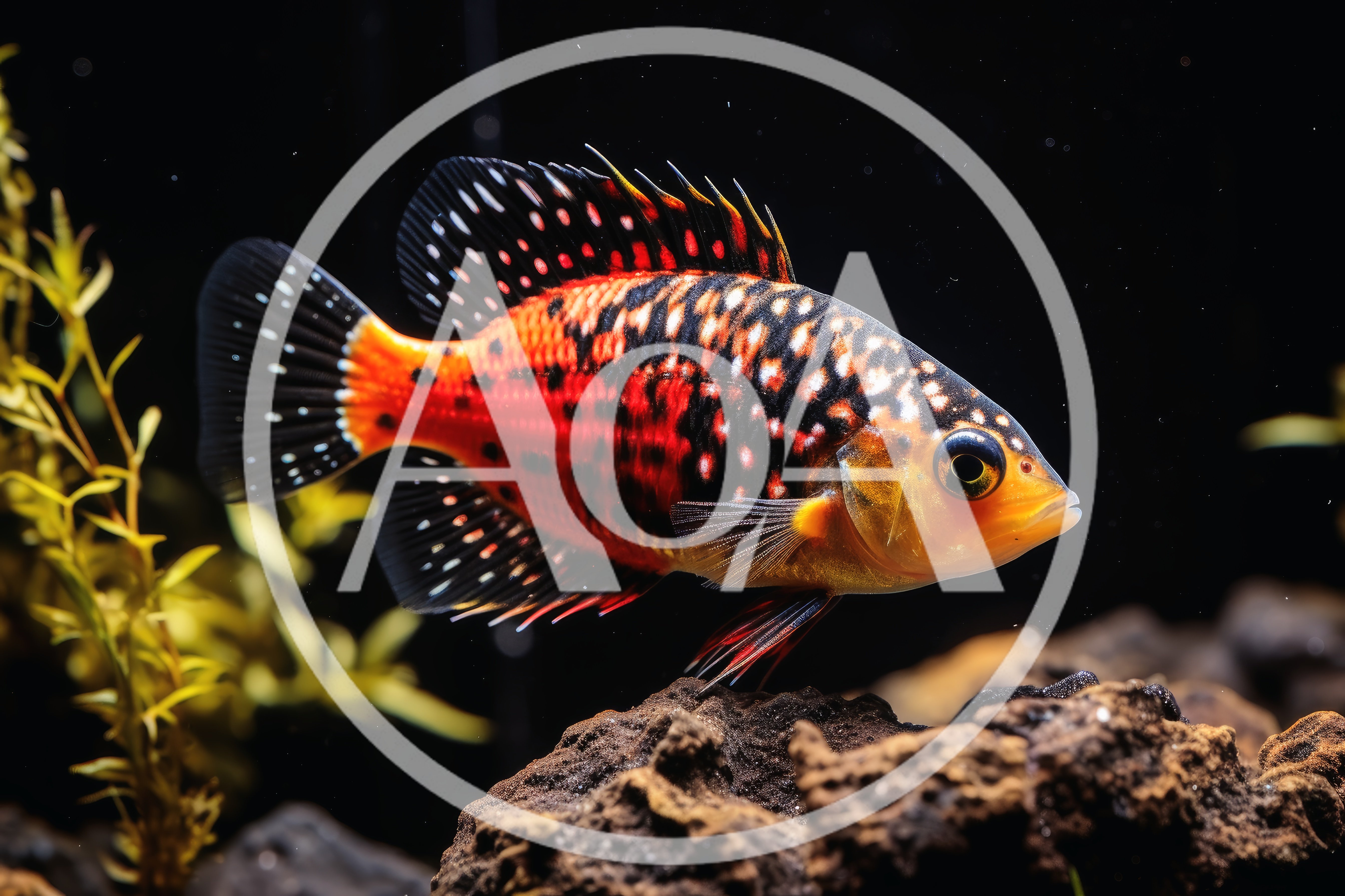 Vibrant Jewel Cichlid Swimming In A Freshwater Aquarium