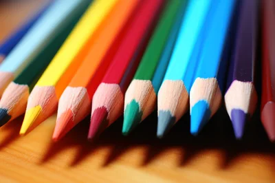 Close Up Of Colorful Sharpened Pencils