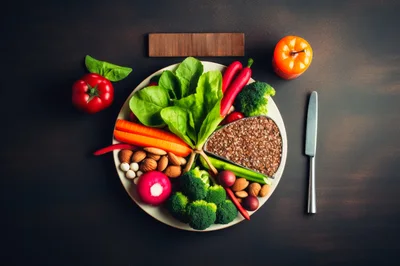 Healthy Balanced Meal Plate With Vegetables And Grains