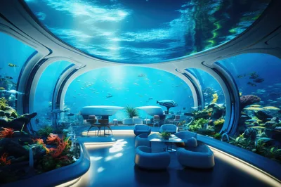 Futuristic Underwater Lounge With Panoramic Ocean Views