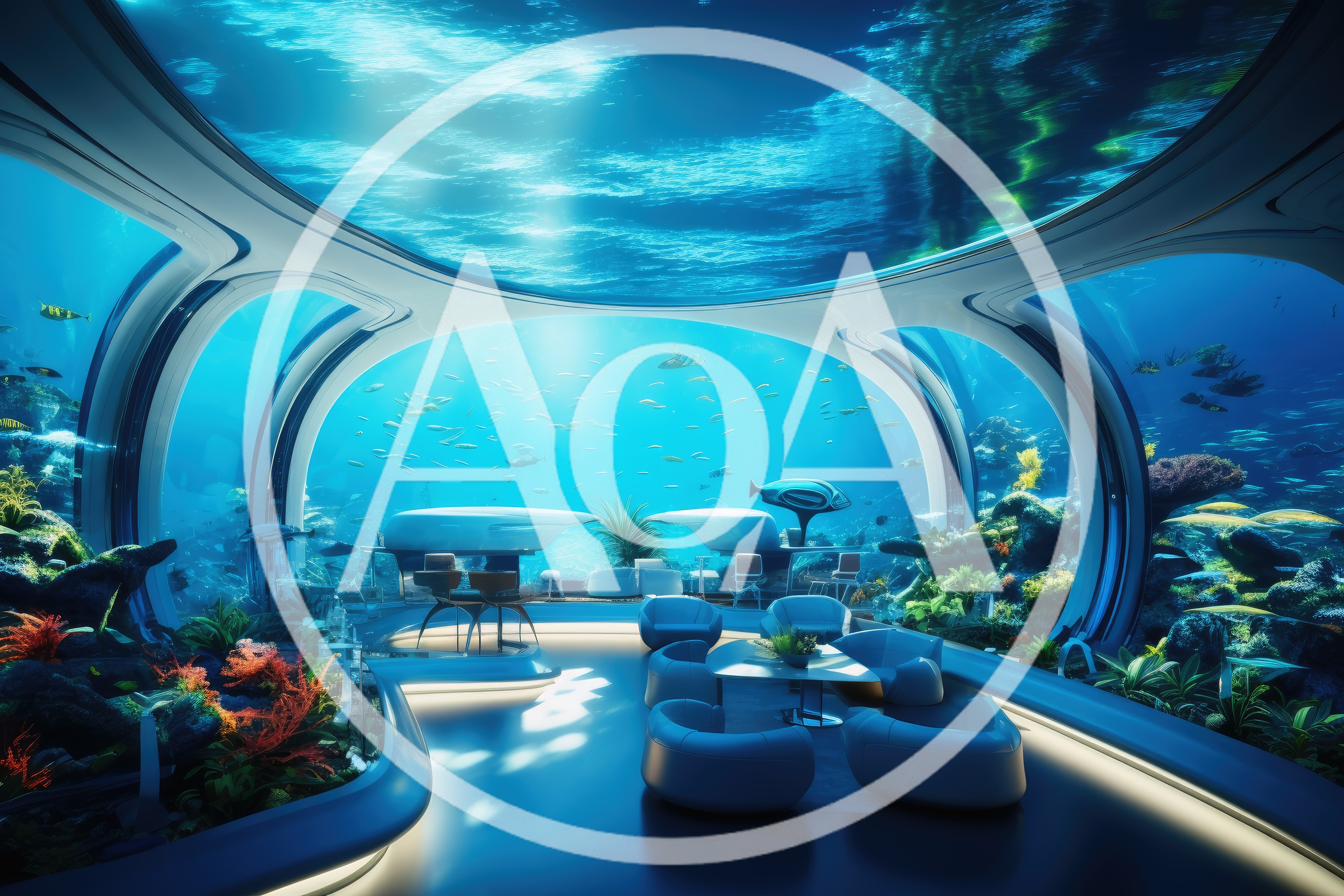 Futuristic Underwater Lounge With Panoramic Ocean Views