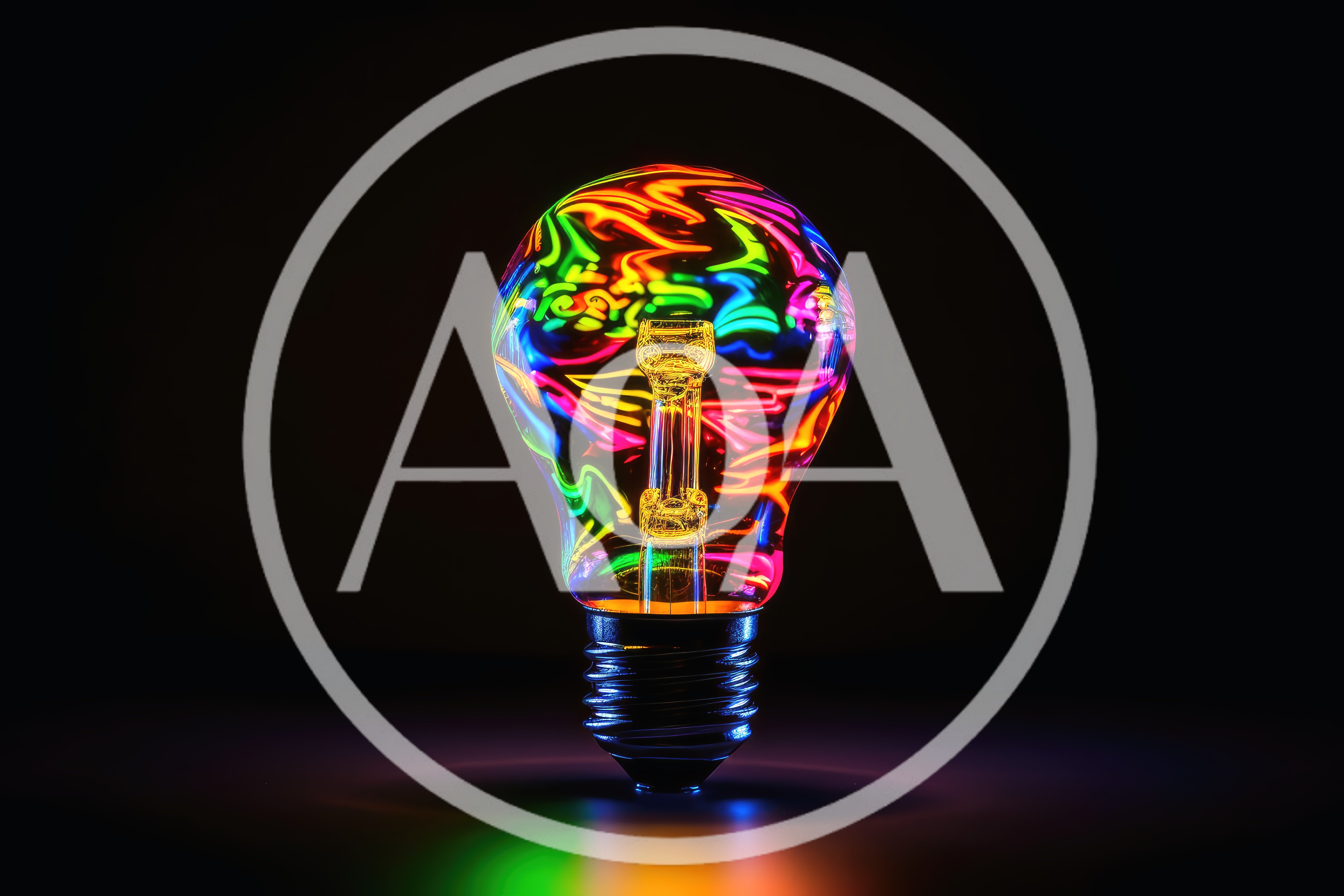 Glowing Multicolored Abstract Light Bulb