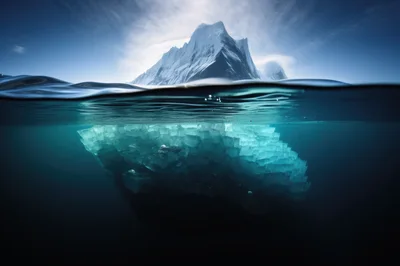 Split Level View Of A Massive Arctic Iceberg