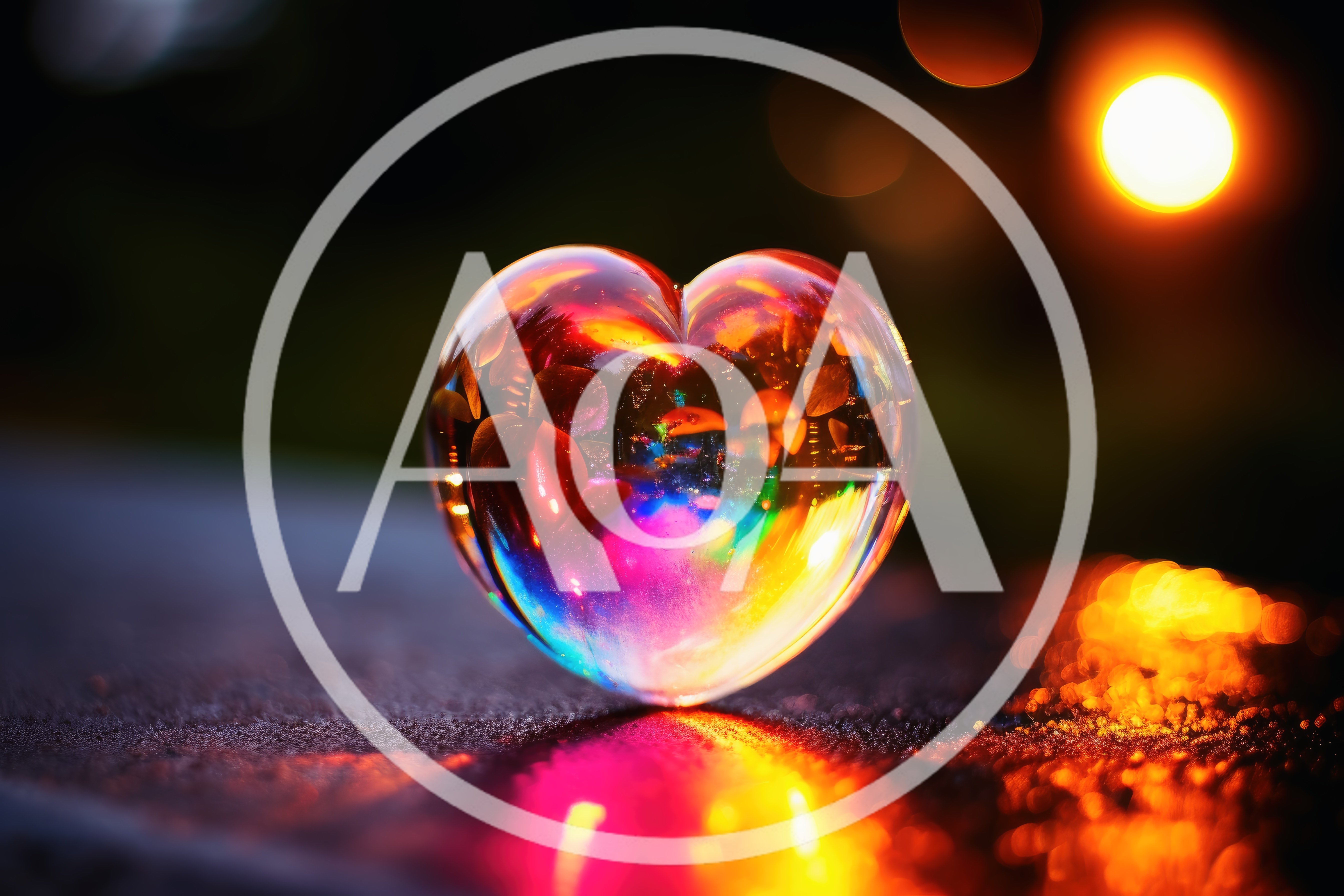 Glass Heart Sculpture Reflecting Vibrant Colors
