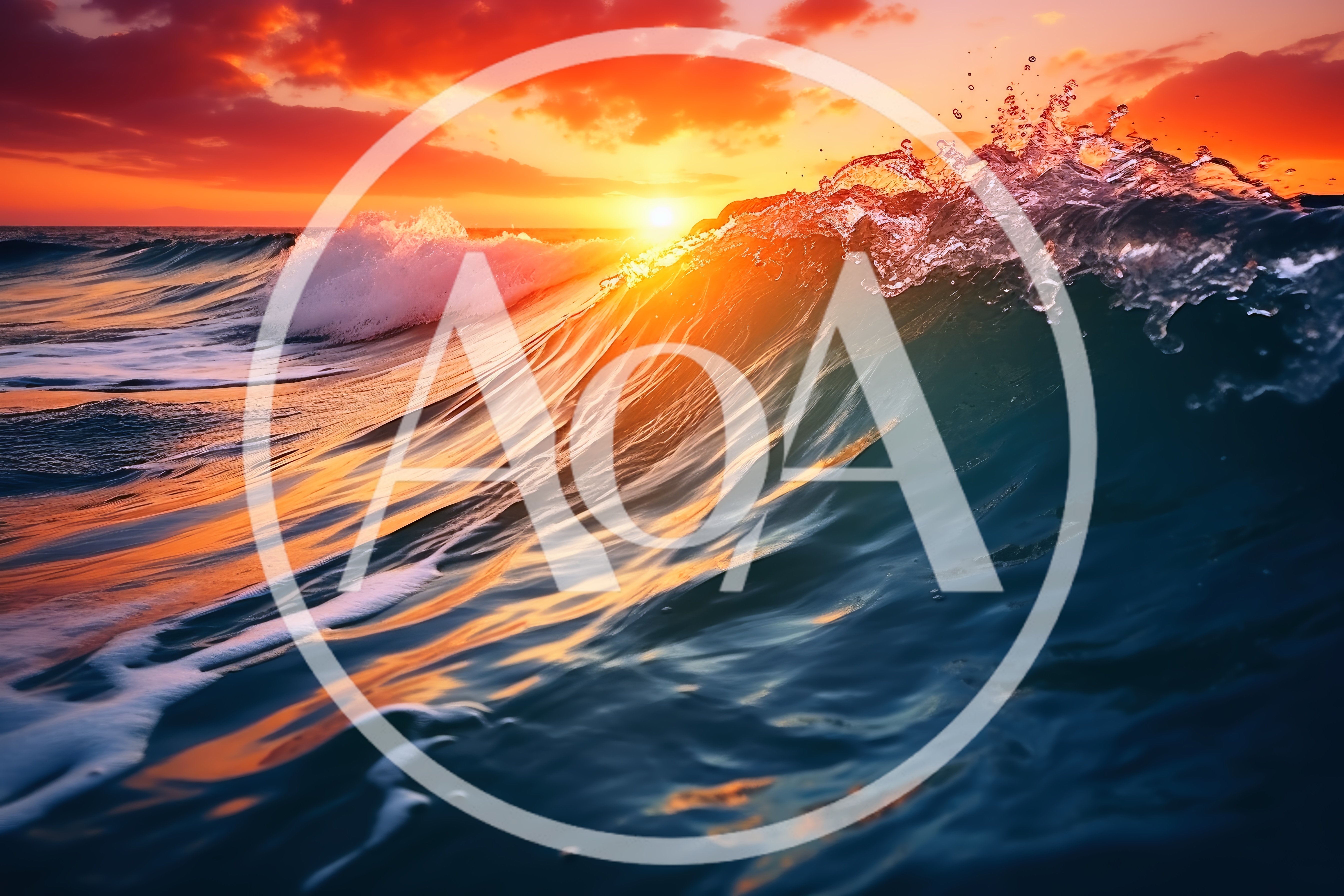 Ocean Wave Breaking During A Vibrant Sunset