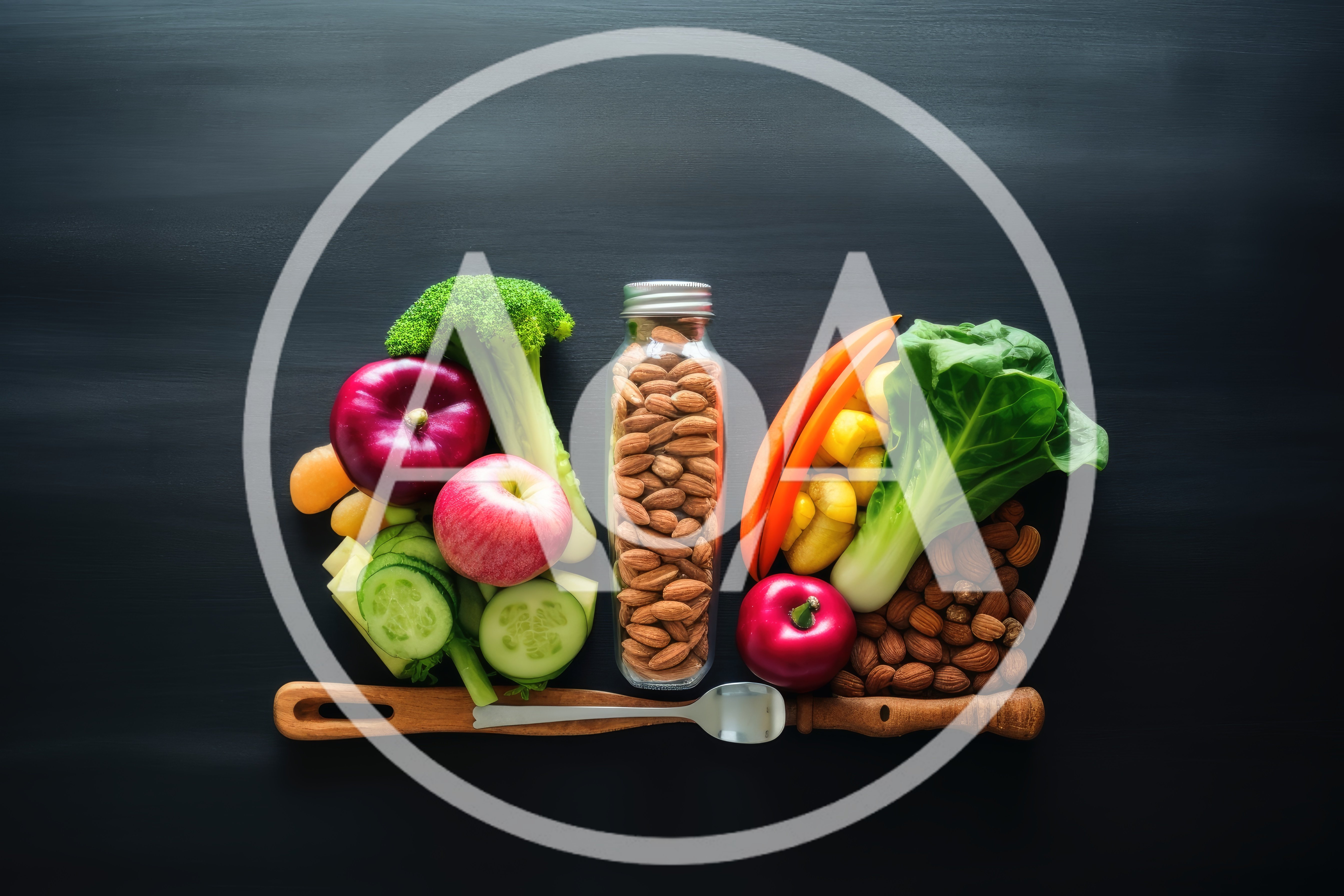 Healthy Food Ingredients Arranged On A Dark Surface