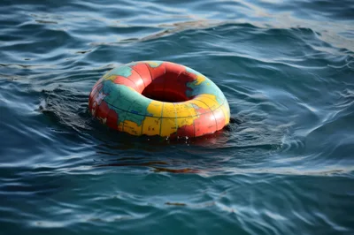 Inflatable Globe Pool Float Floating On Blue Water