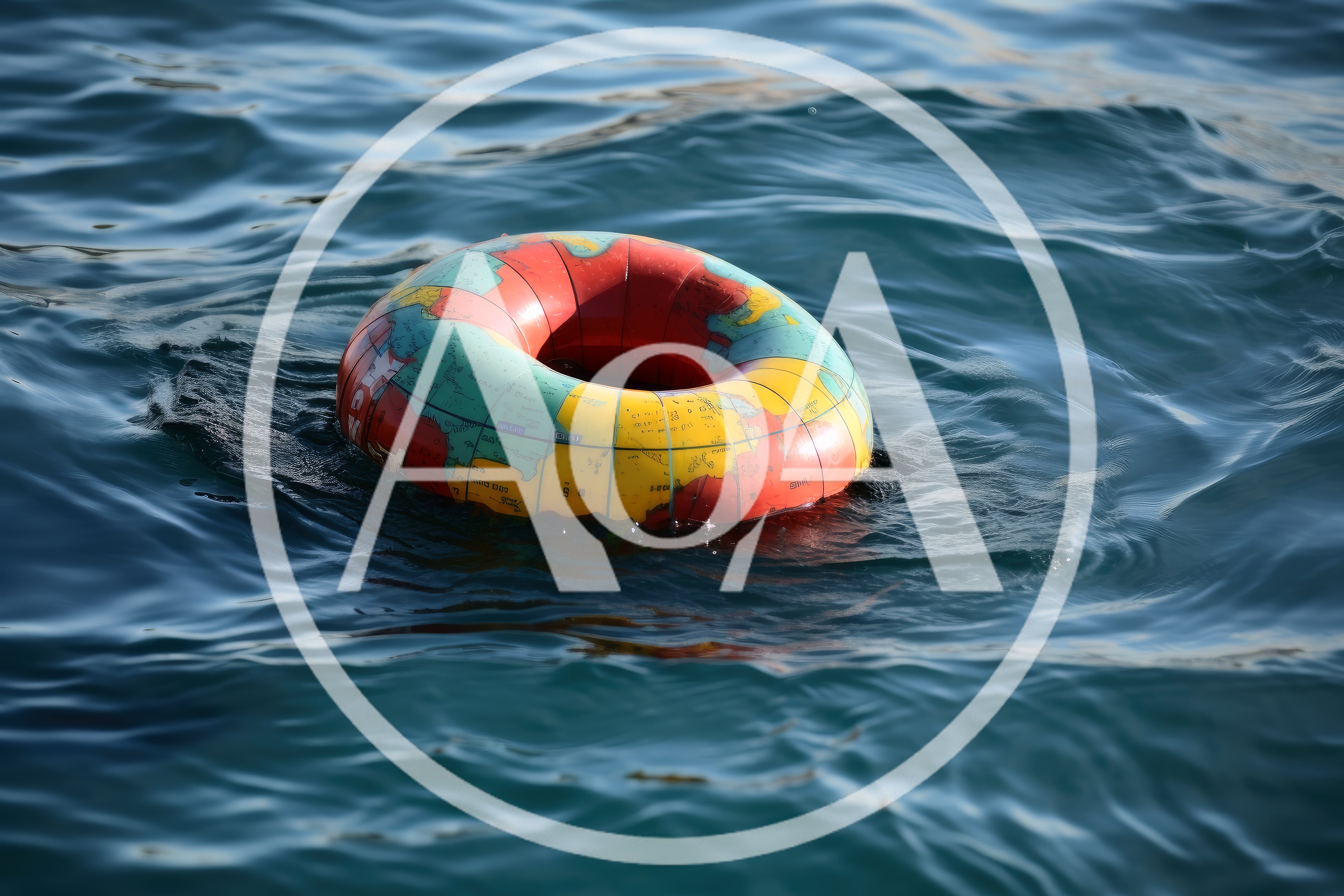 Inflatable Globe Pool Float Floating On Blue Water