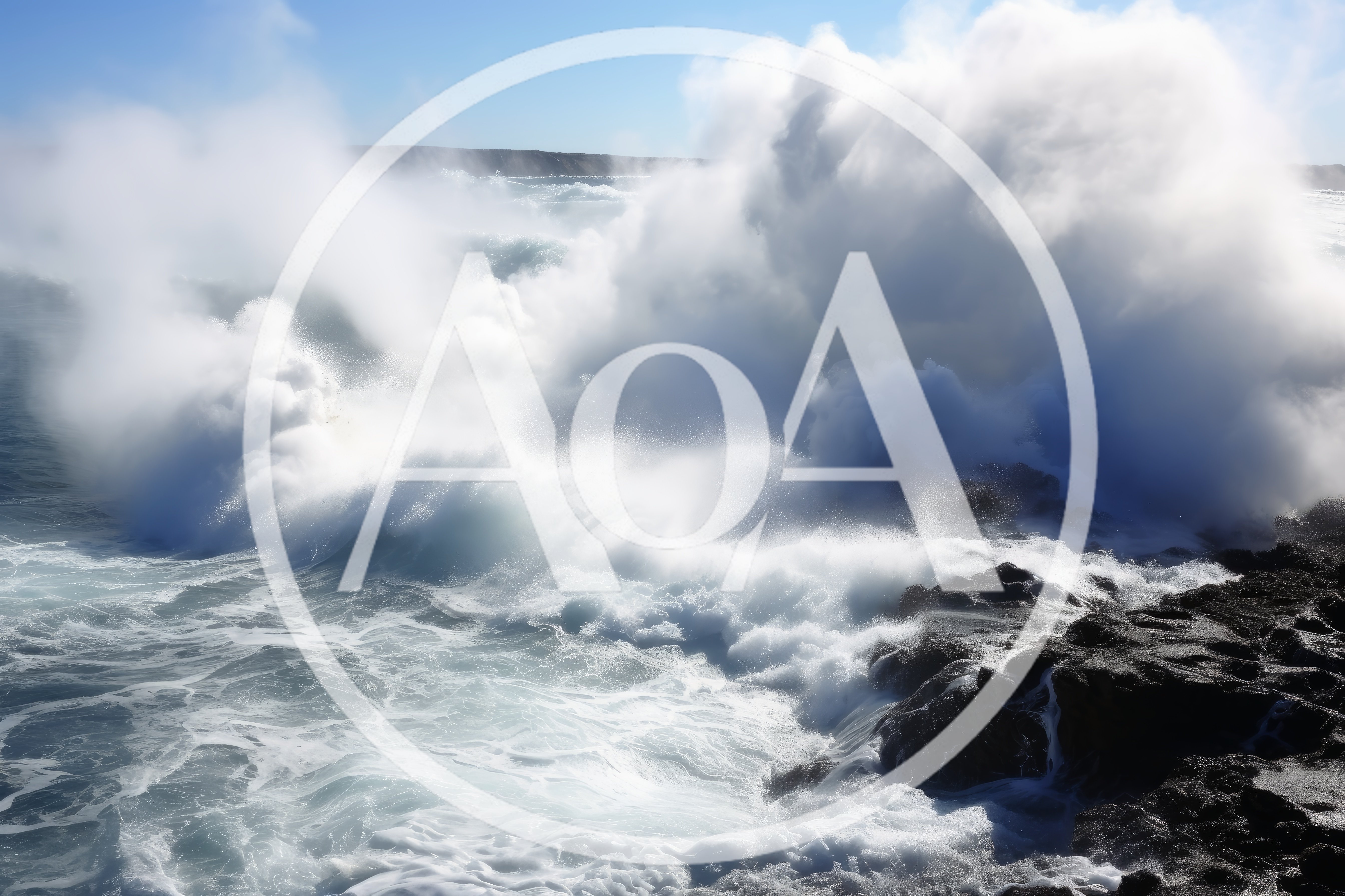 Powerful Ocean Waves Crashing Against Rocky Shoreline