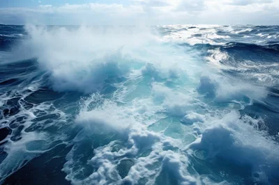 Turbulent Ocean Waves Crashing In Open Sea