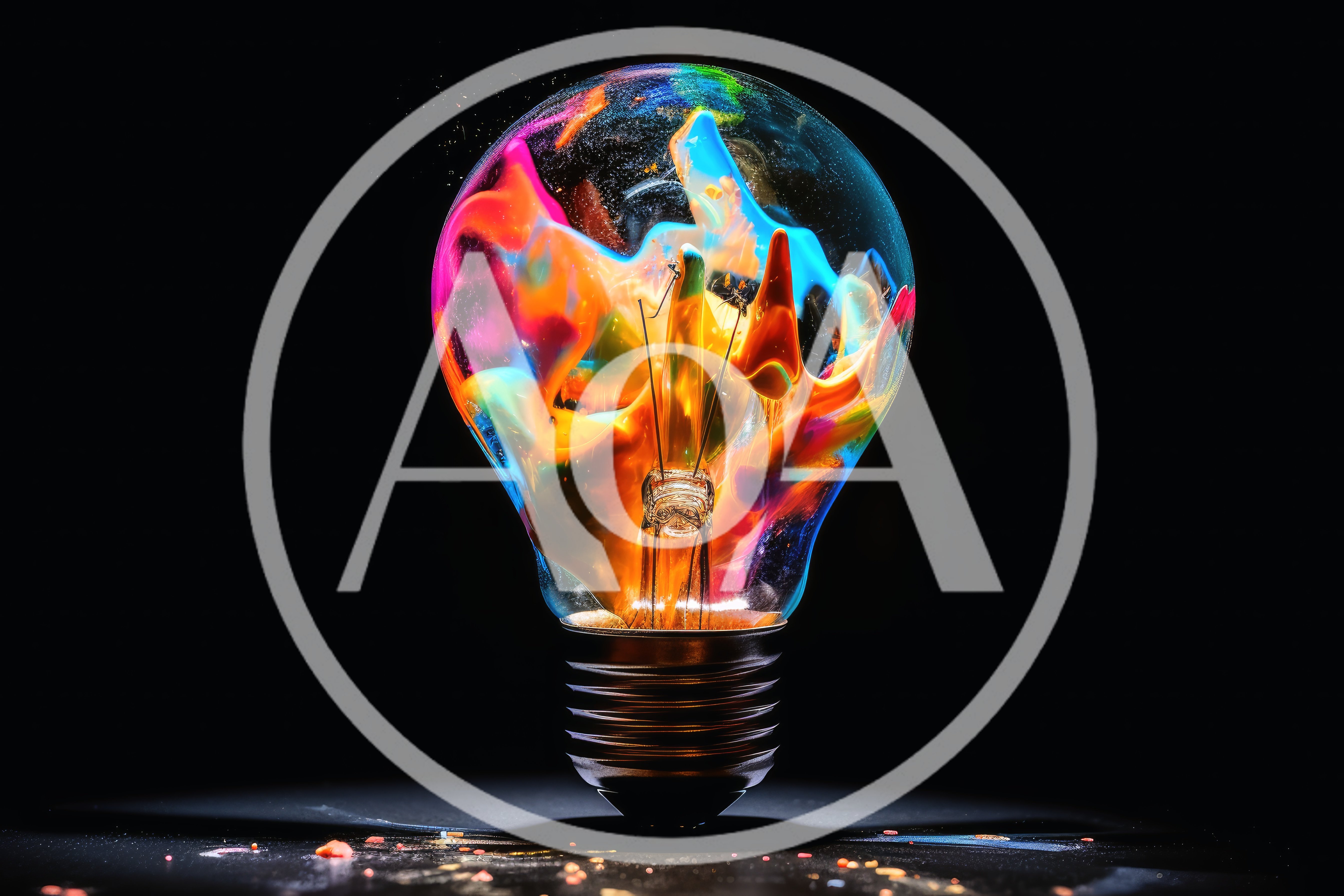 Colorful Paint Explosion Inside A Glass Light Bulb