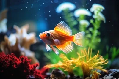 Vibrant Orange Fish Swimming In A Tropical Aquarium