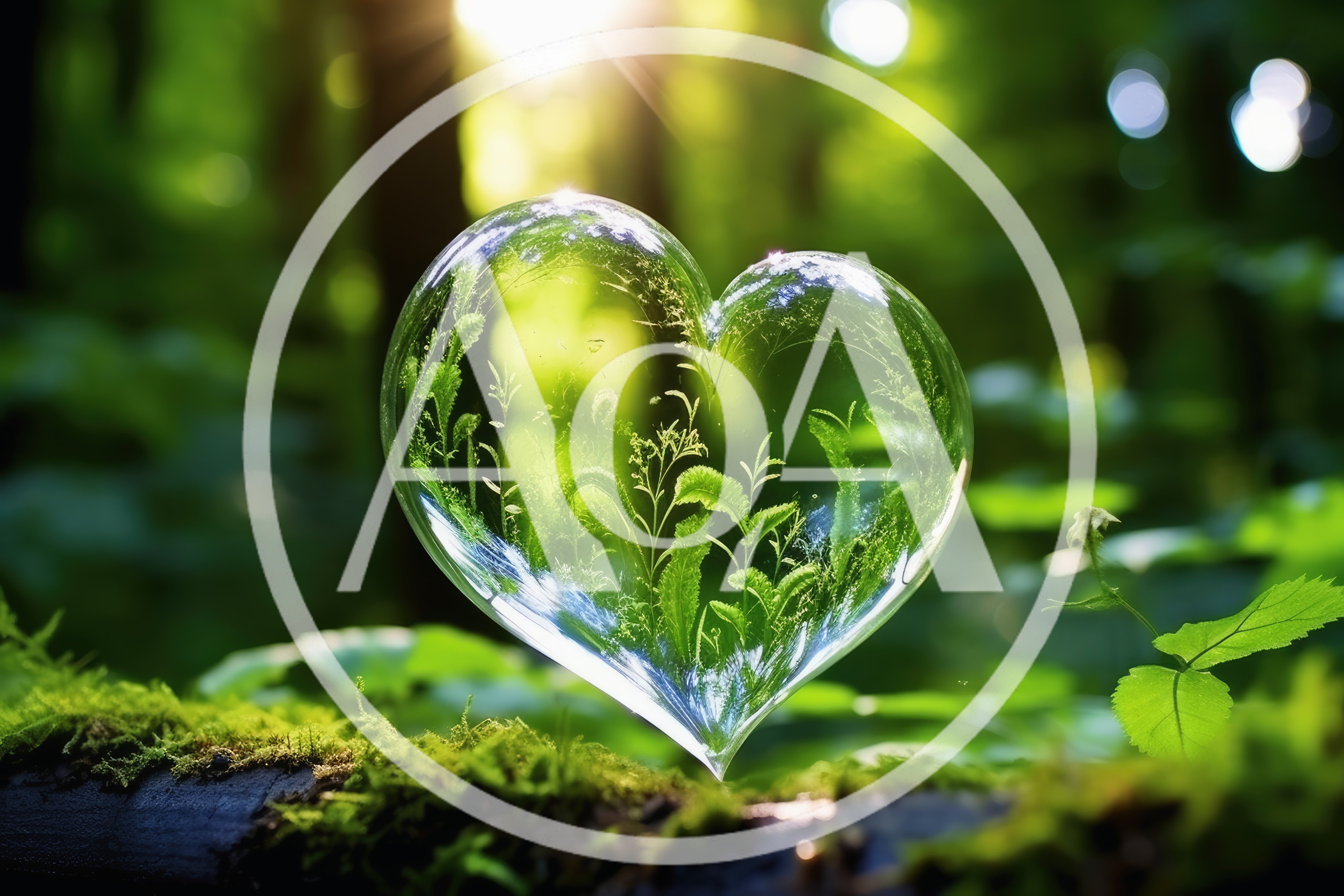 Glass Heart Containing Green Forest Plants