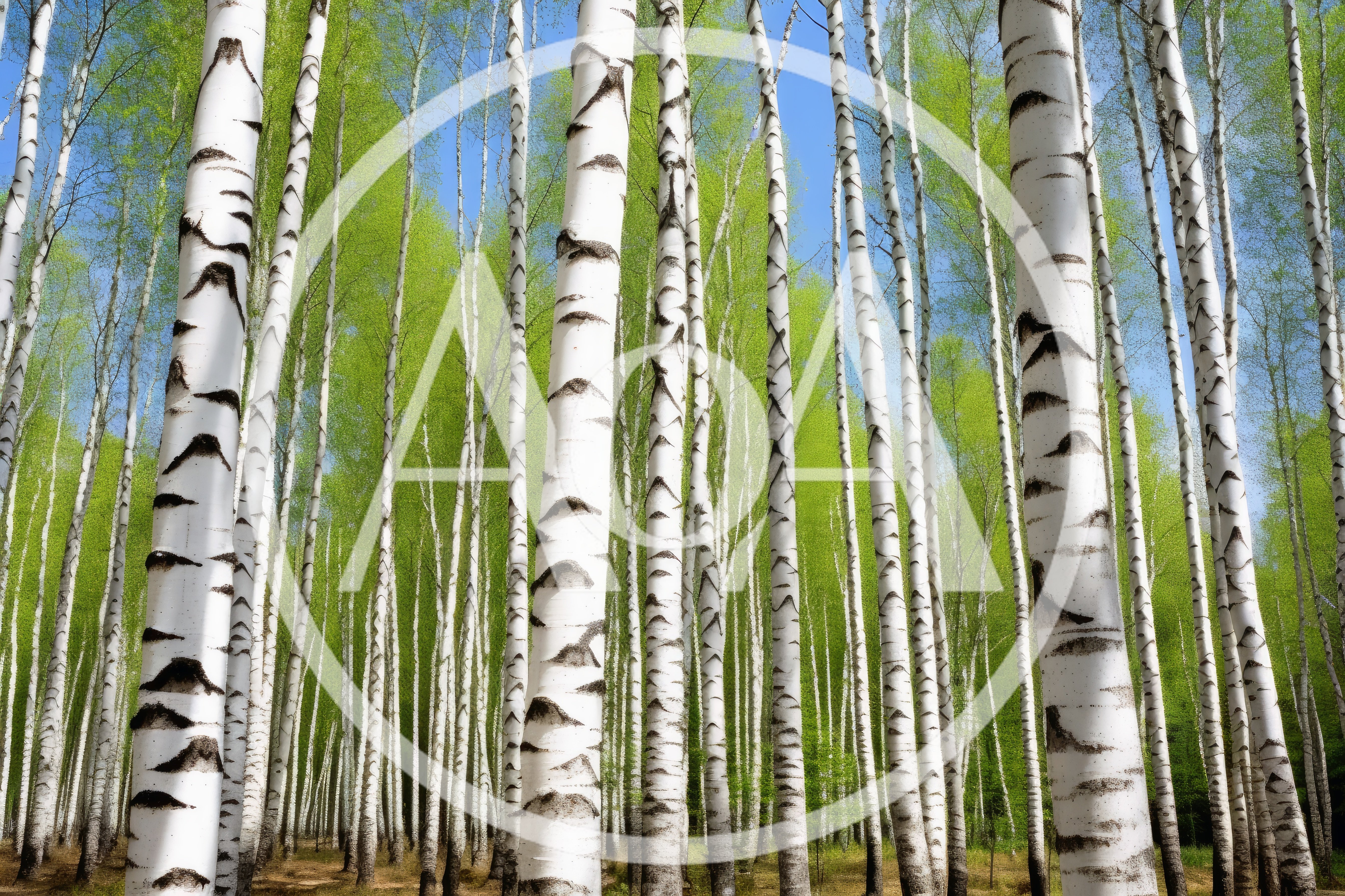 Tall Birch Trees In A Lush Spring Forest