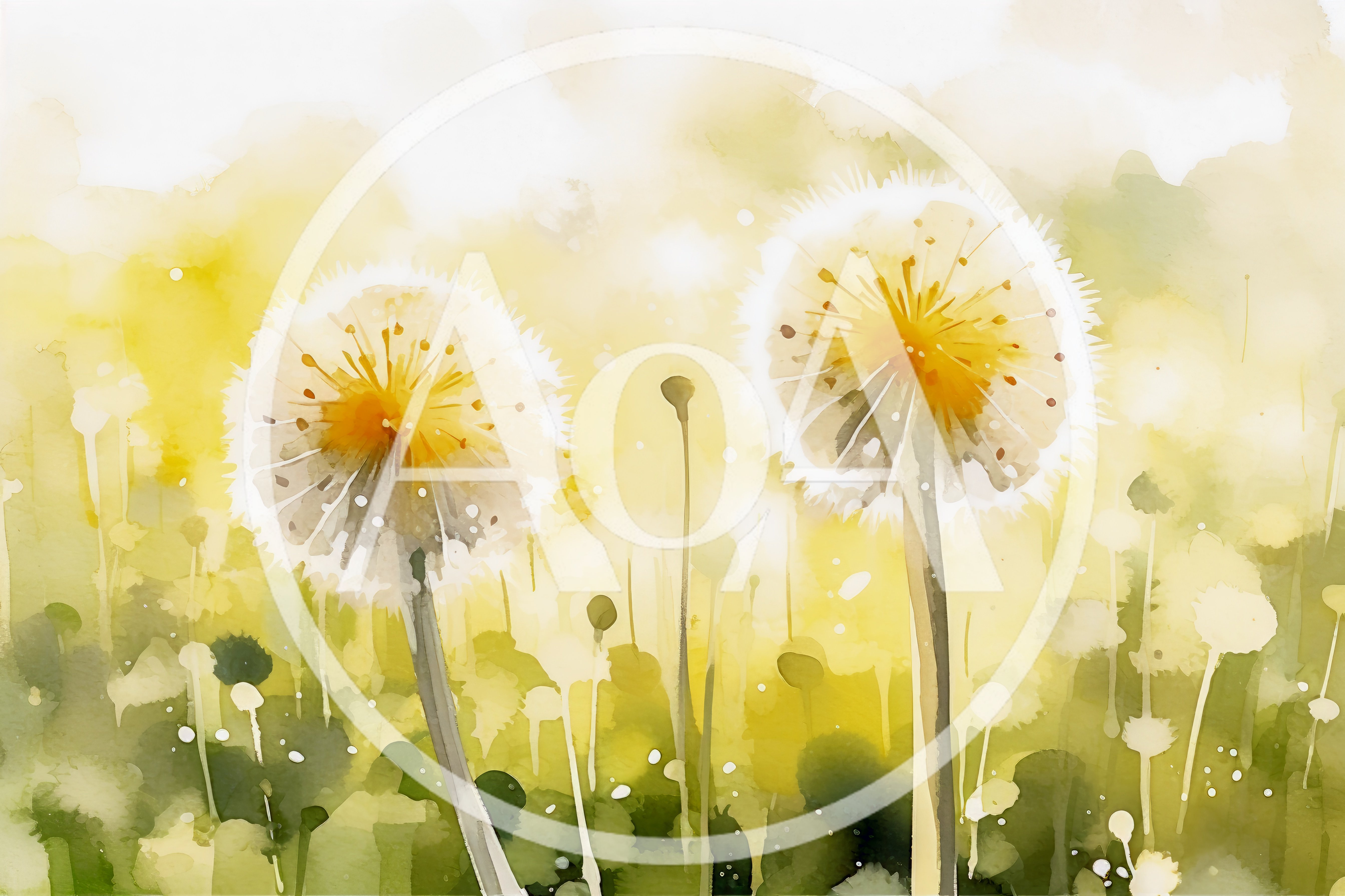 Watercolor Painting Of Two Dandelion Seed Heads