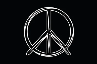 Stylized White Peace Symbol On Black Background