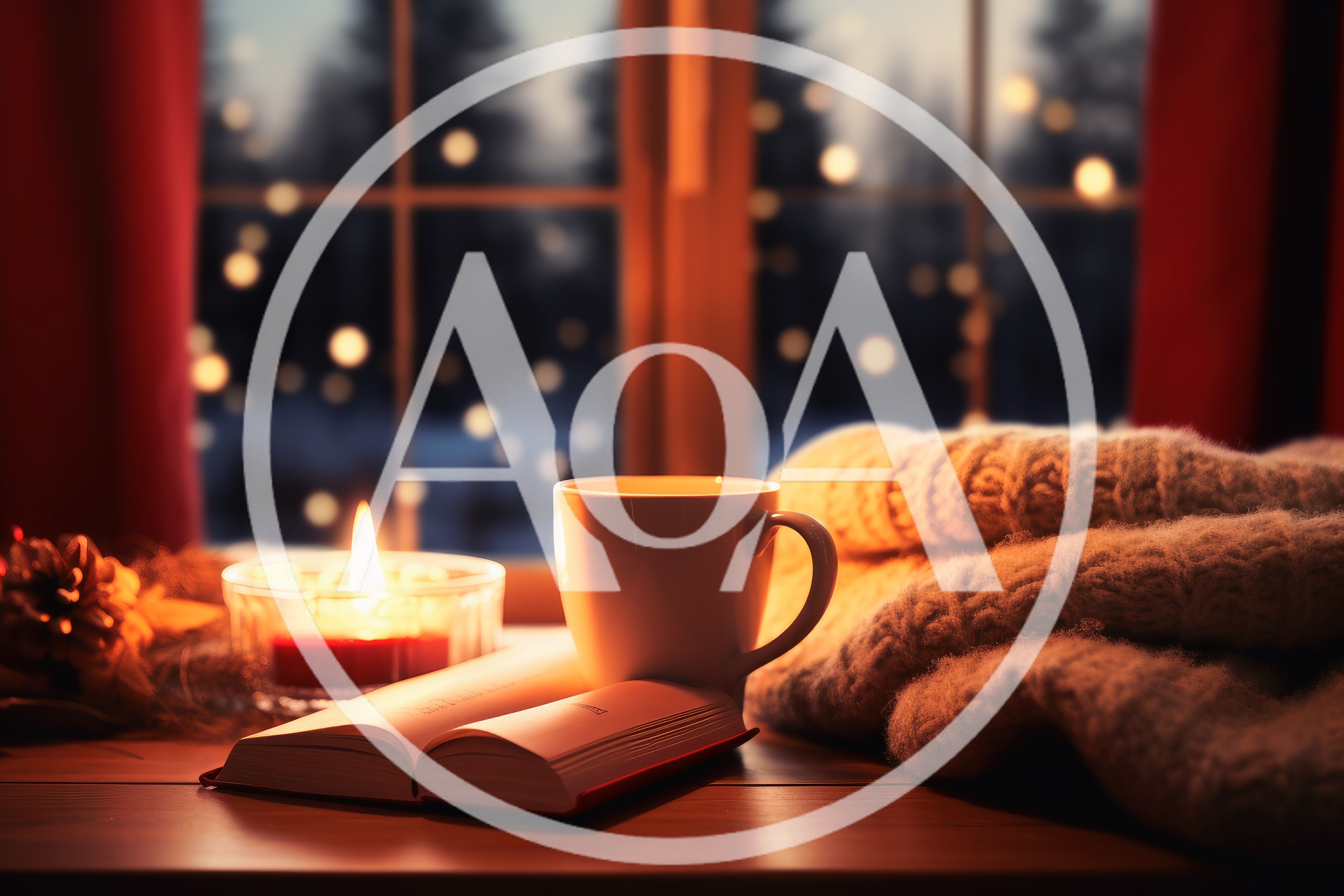 Cozy Winter Evening With Book And Hot Beverage